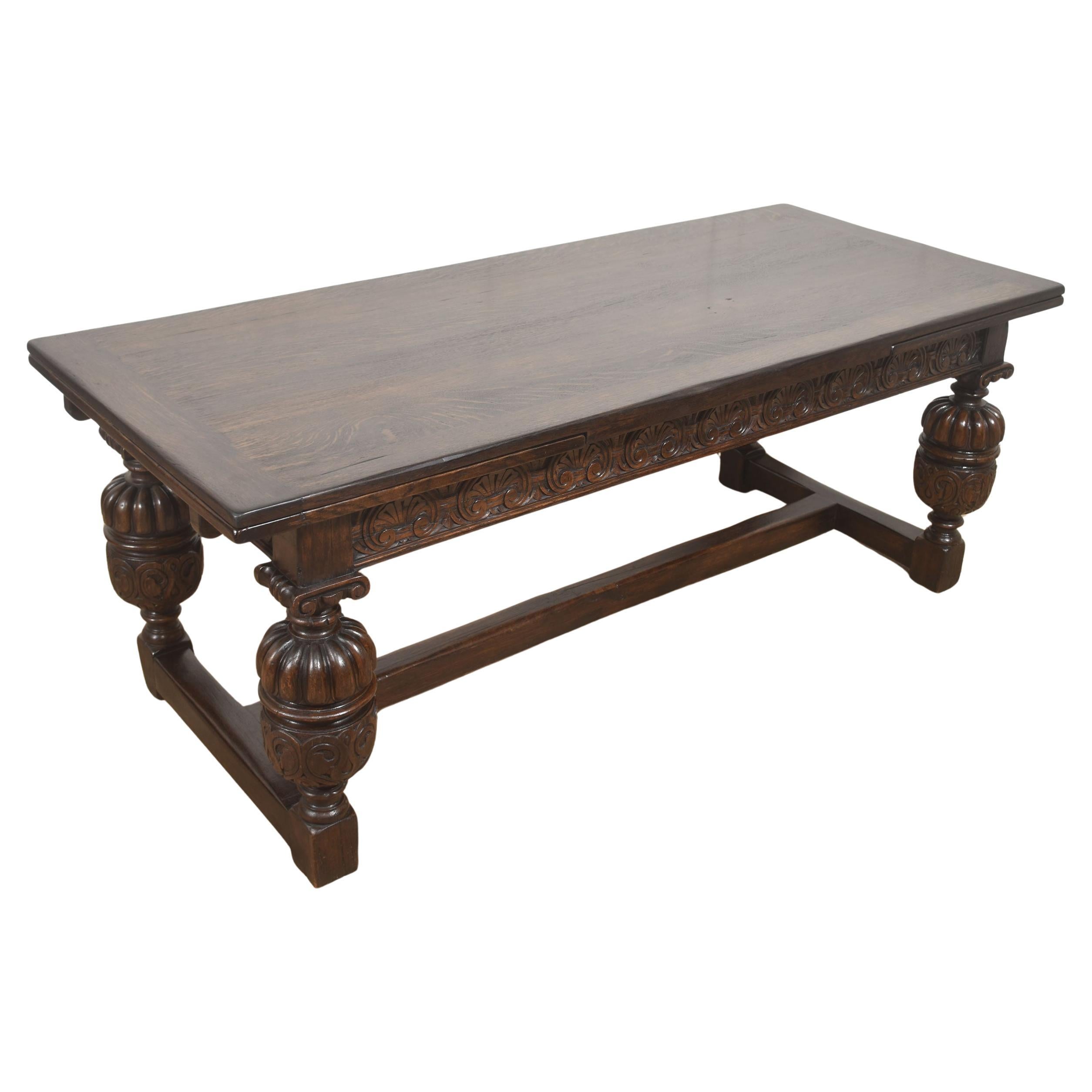 Jacobean Revival Carved Oak Refectory Dining Table