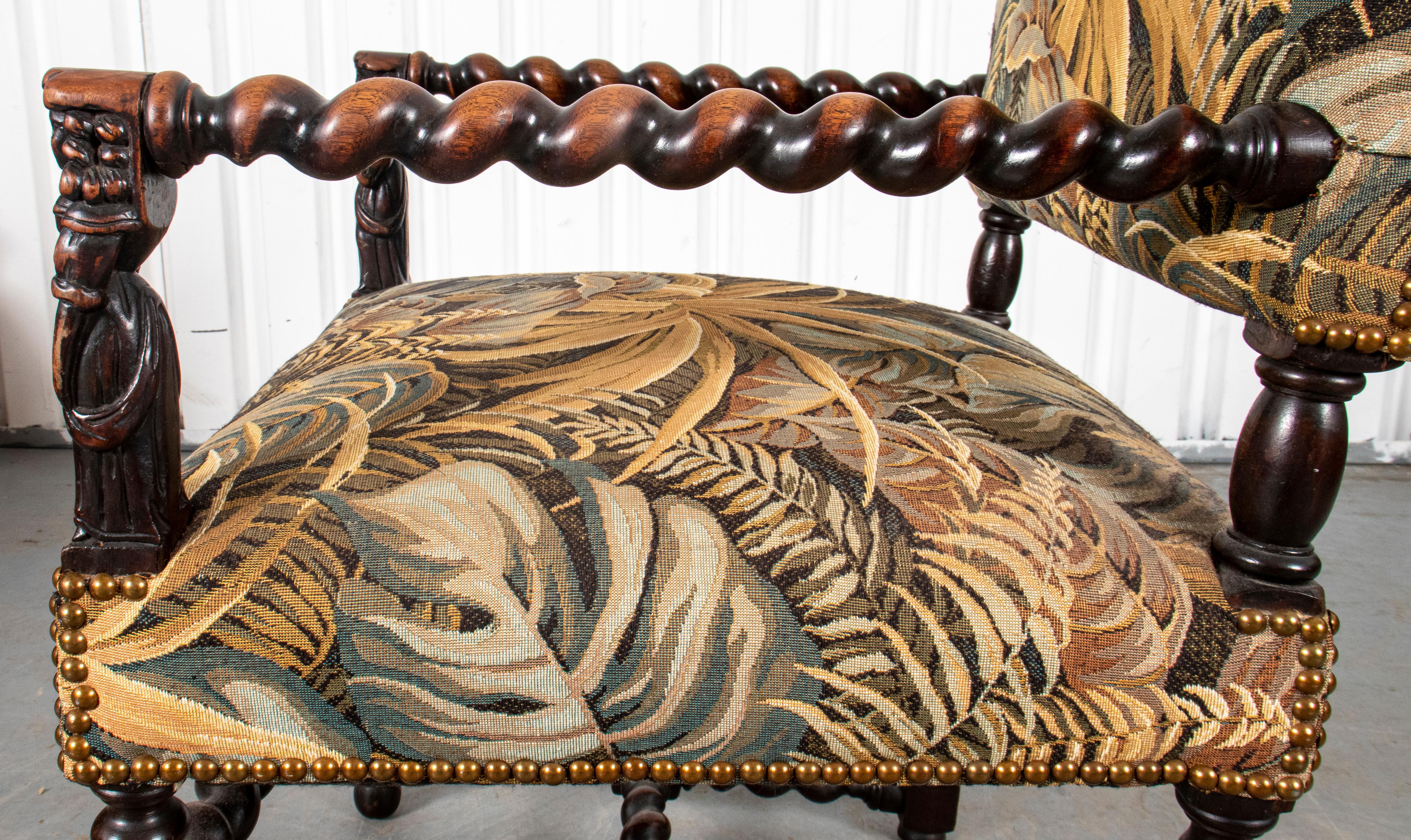 Jacobean Revival Carved Wood Armchair 2