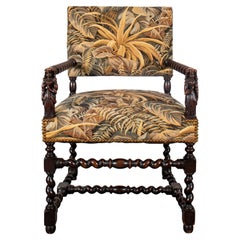 Jacobean Revival Carved Wood Armchair