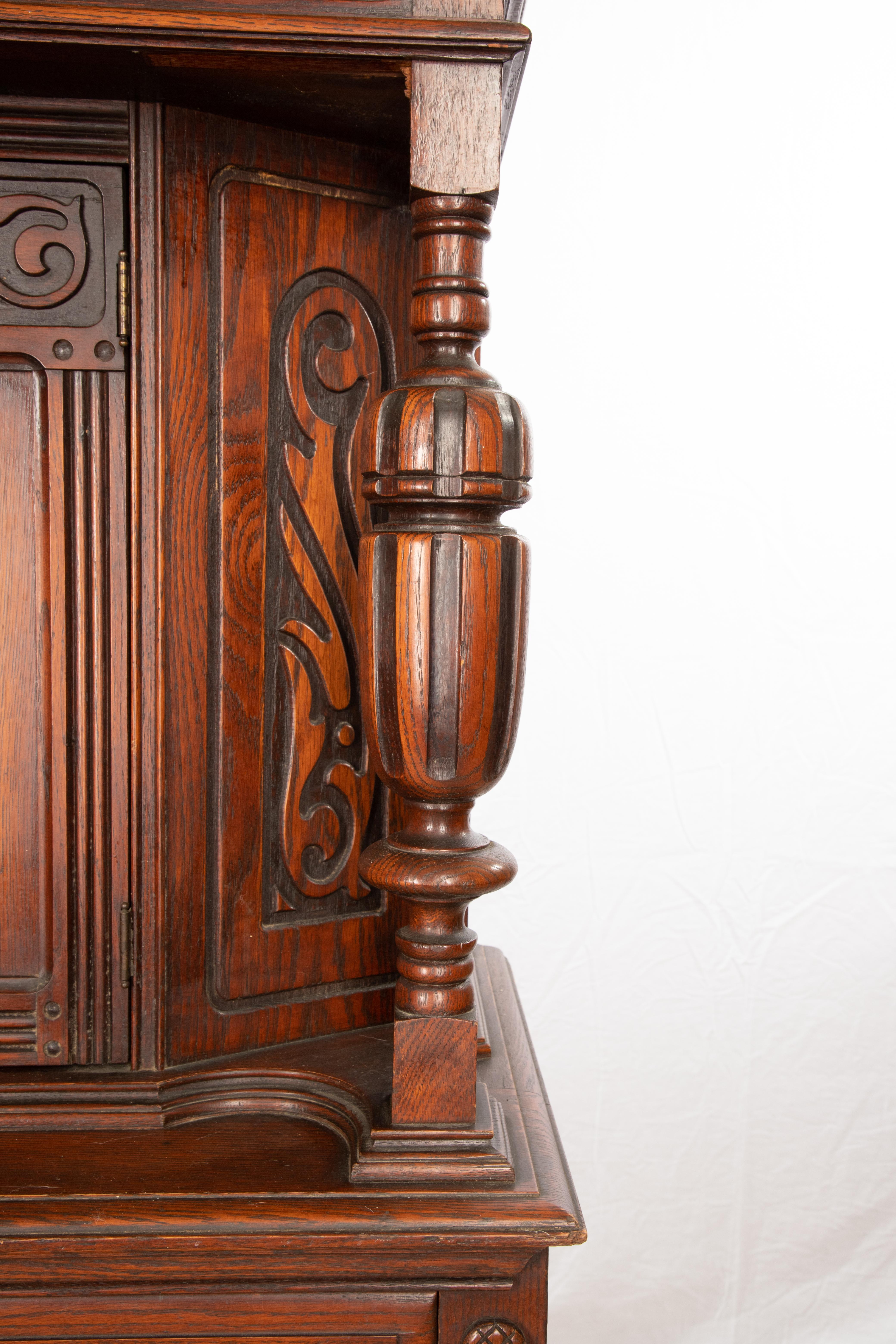 Cherry Jacobean Revival Court Cupboard For Sale