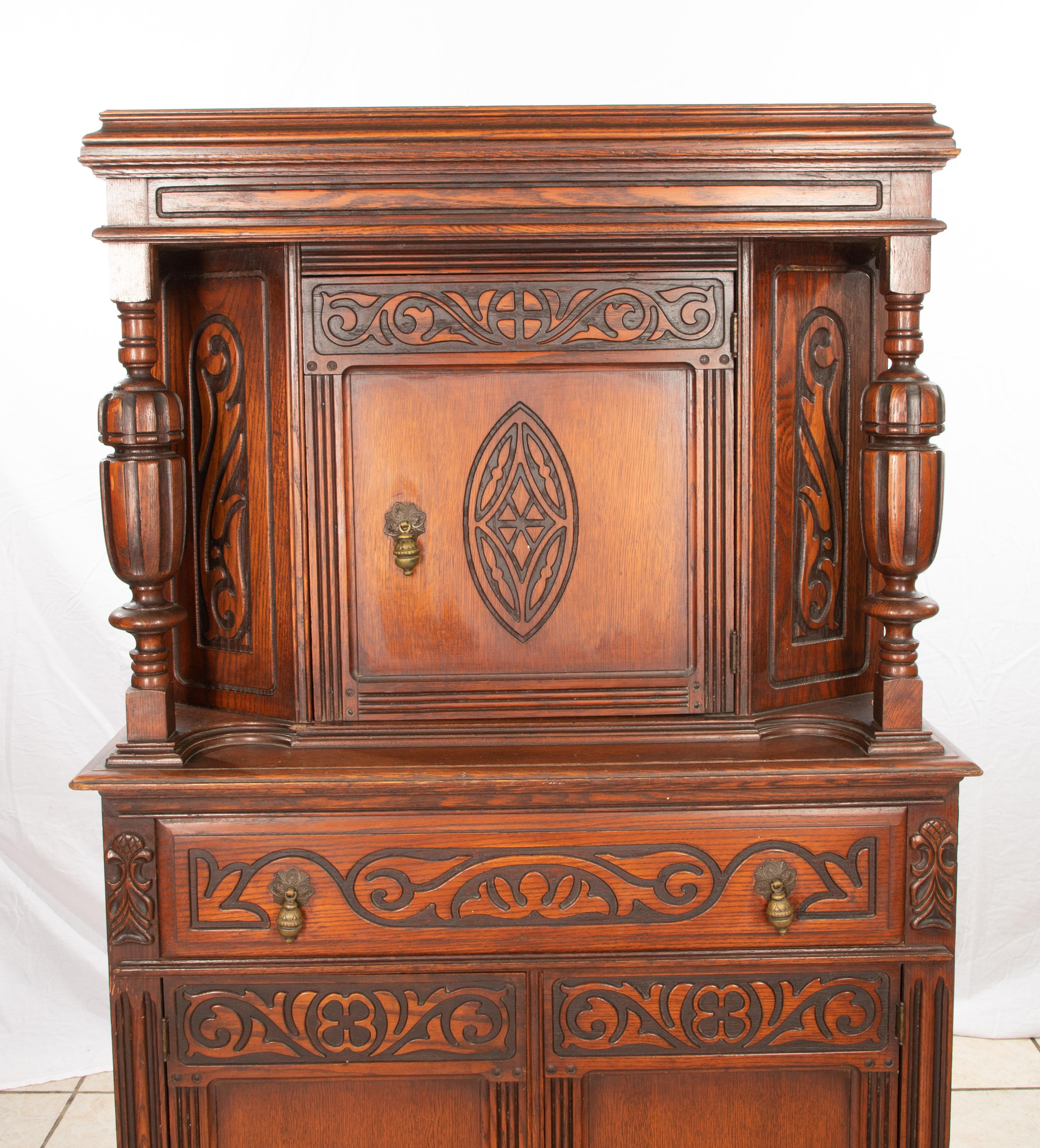 Hand-Crafted Jacobean Revival Court Cupboard For Sale