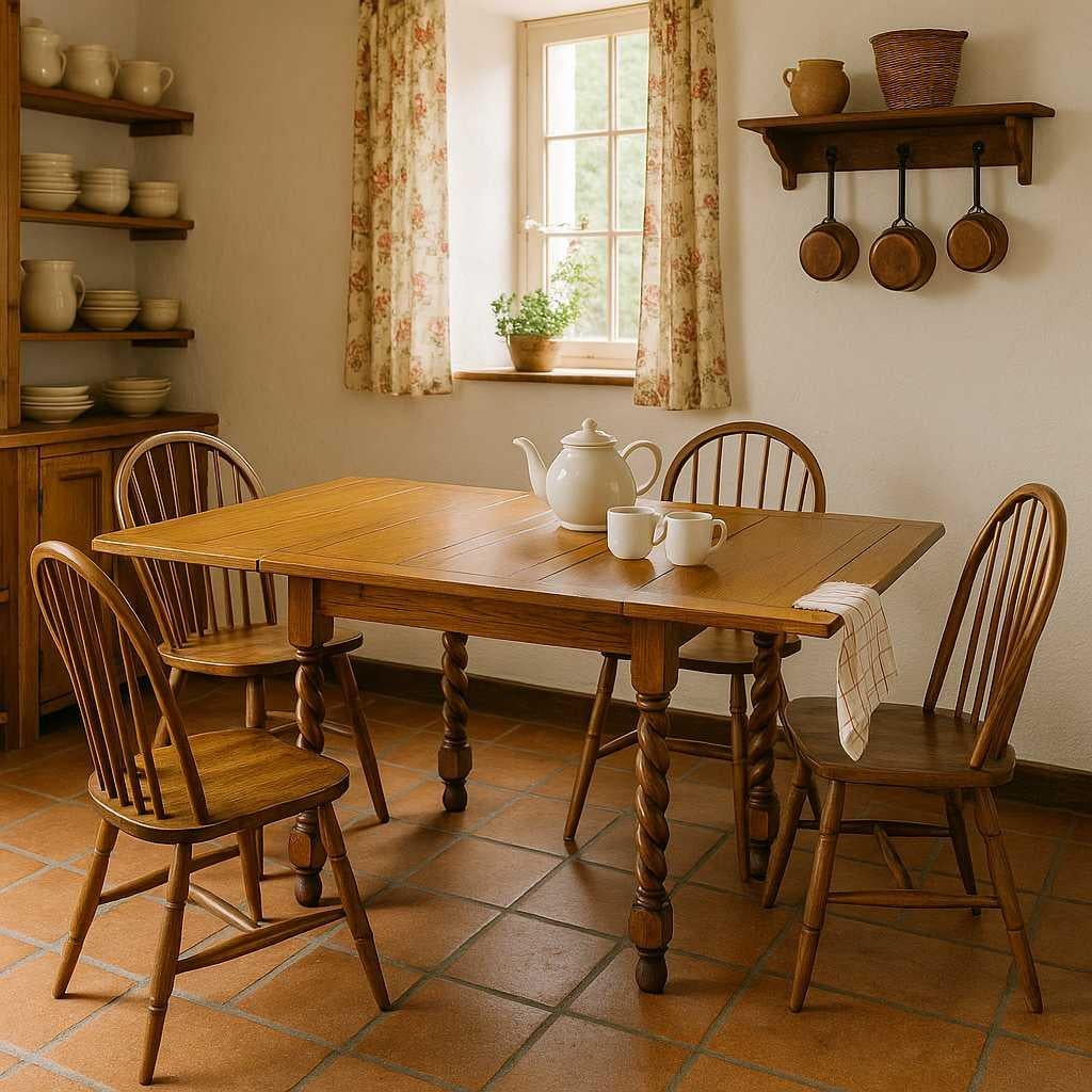 Jacobean Revival Draw-Leaf Dining Table, Barley Twist Legs, Solid Oak, England For Sale 8