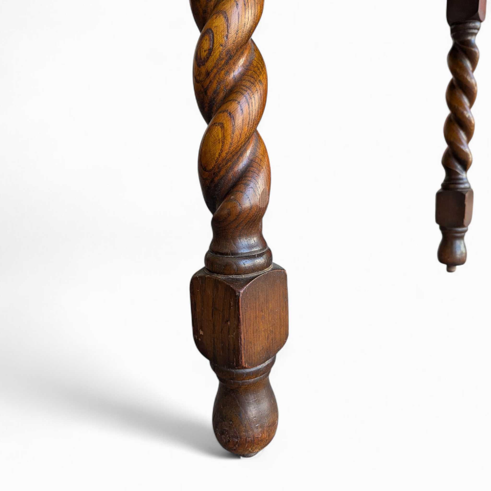 Jacobean Revival Draw-Leaf Dining Table, Barley Twist Legs, Solid Oak, England For Sale 10