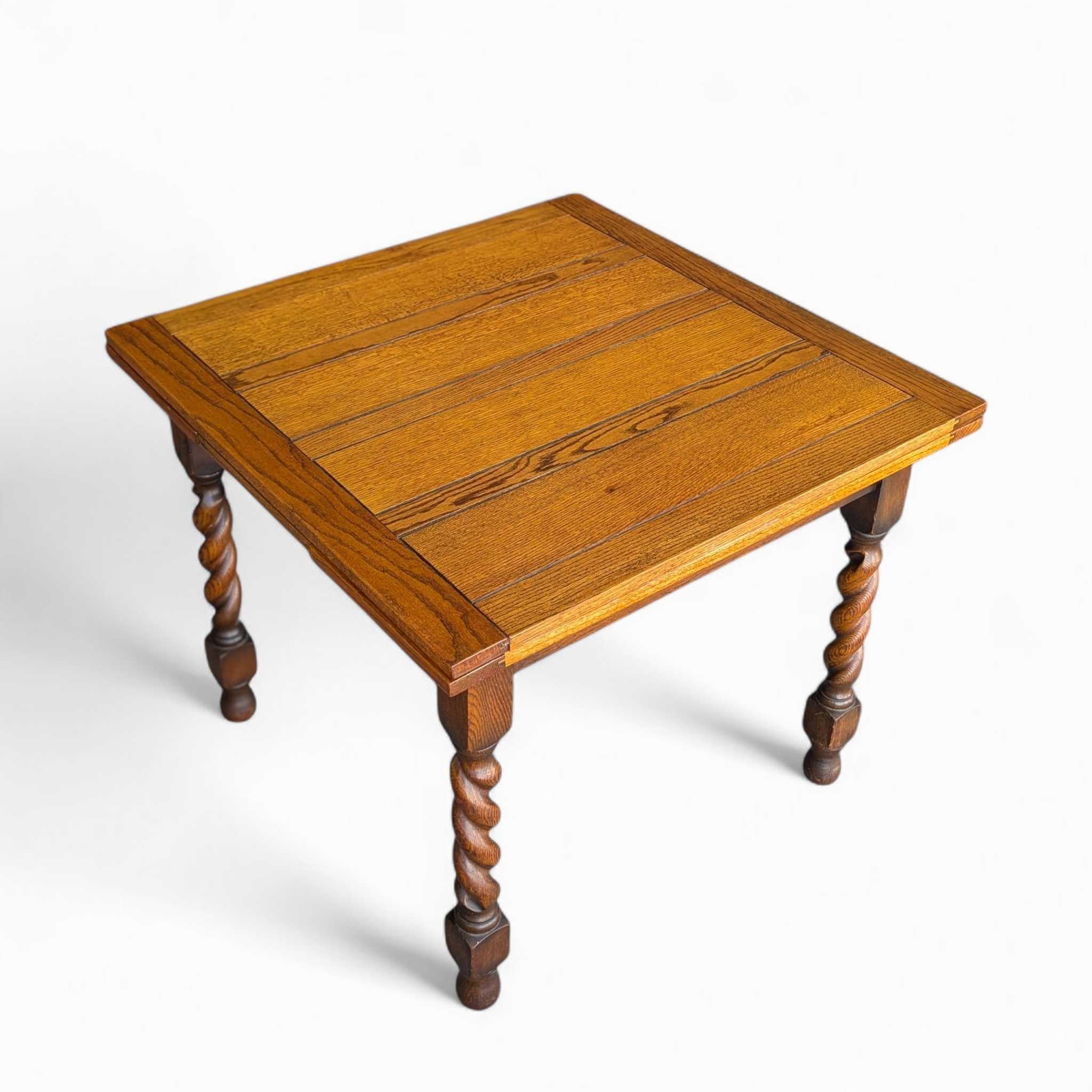 Jacobean Revival Draw-Leaf Dining Table, Barley Twist Legs, Solid Oak, England For Sale 14