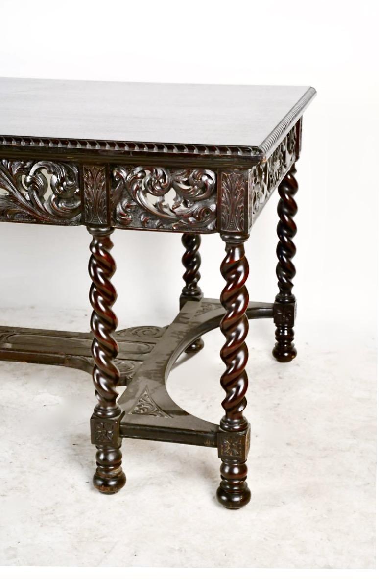 English Jacobean Revival Library Table, Waring and Gillow Attributed