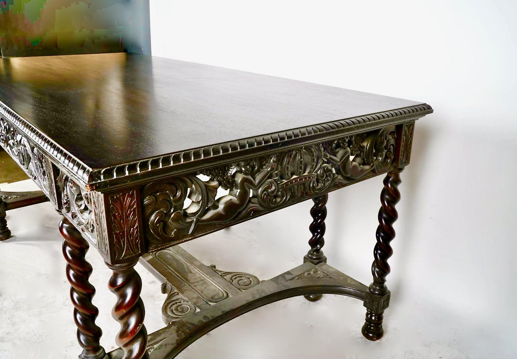 Jacobean Revival Library Table, Waring and Gillow Attributed 1