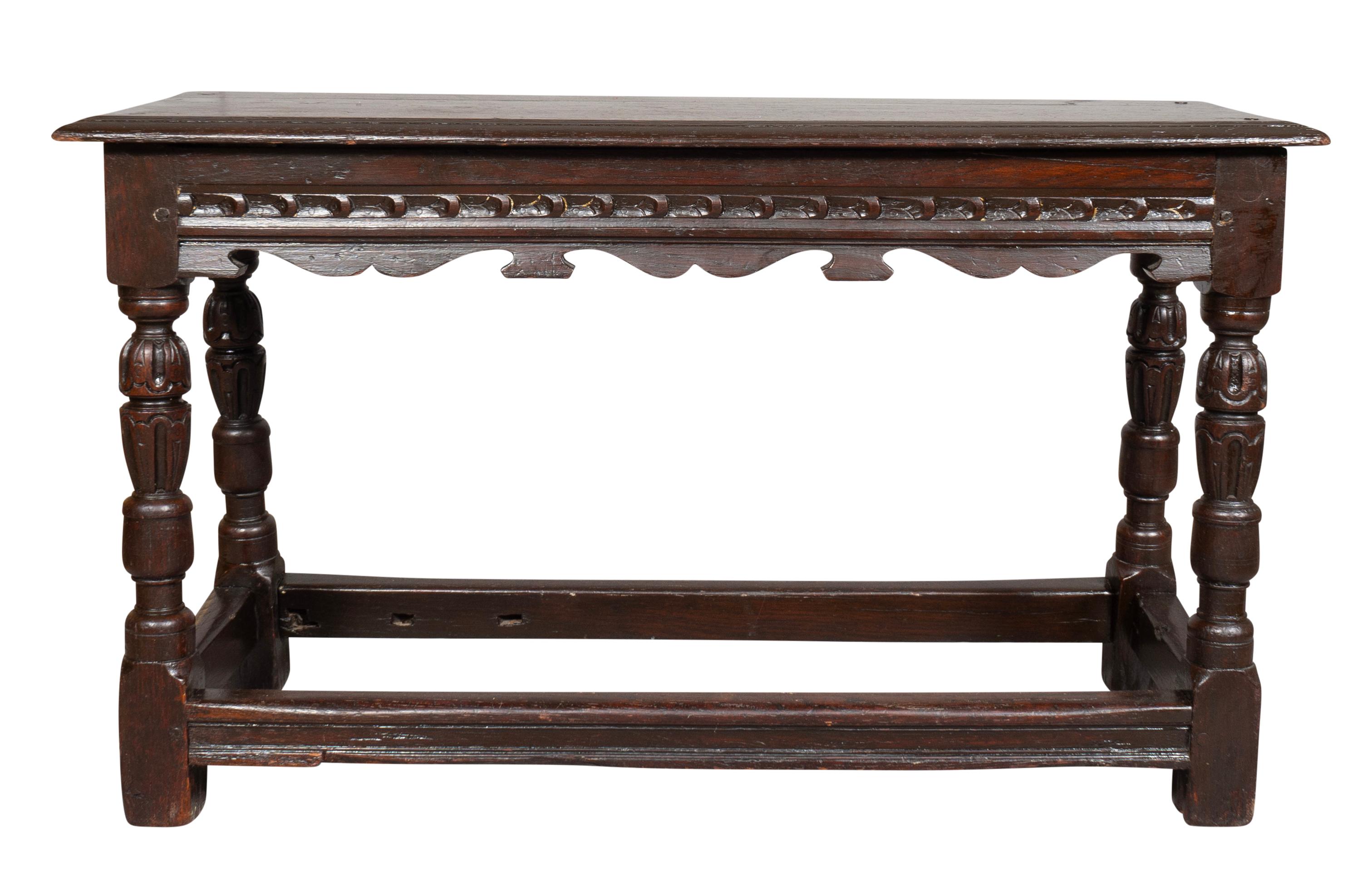 Jacobean Revival Oak Bench In Good Condition For Sale In Essex, MA