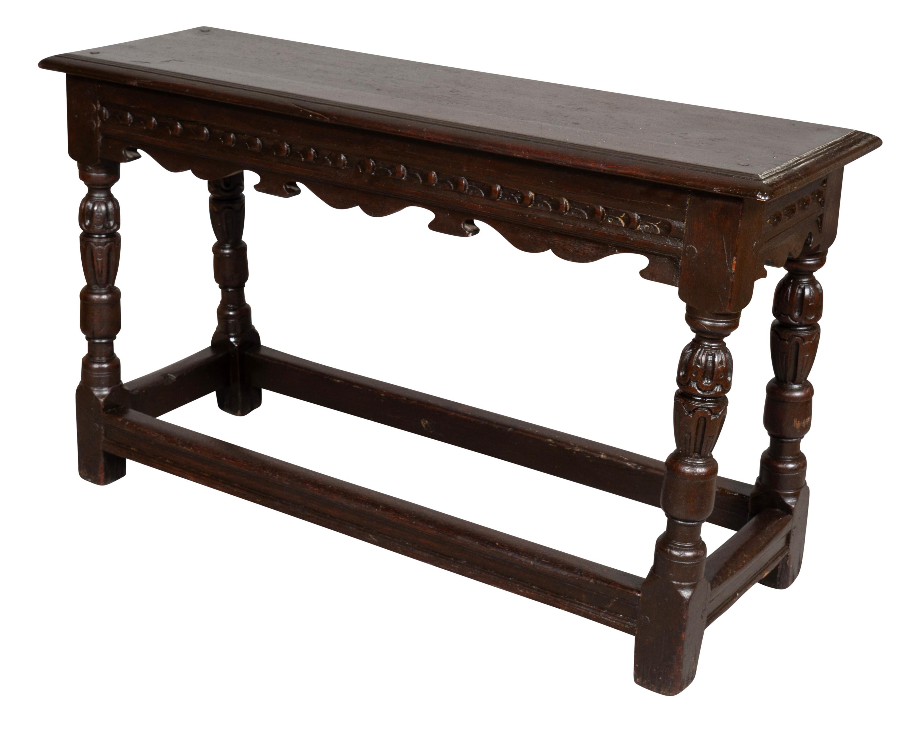 Jacobean Revival Oak Bench For Sale 1
