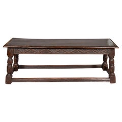 Jacobean Revival Oak Bench