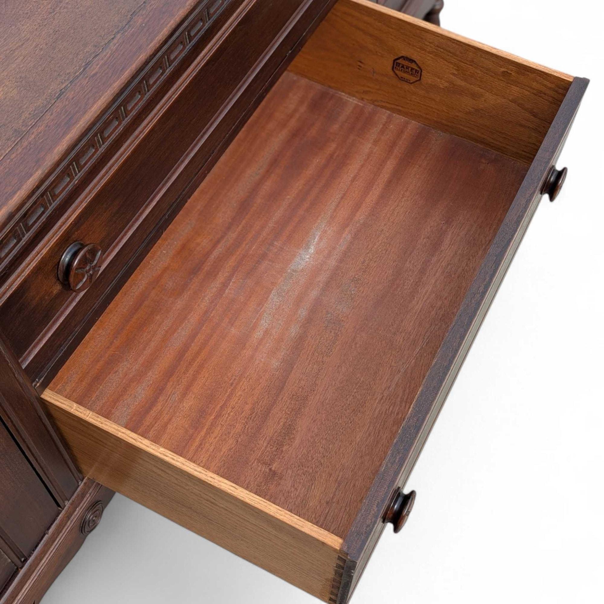 Jacobean Revival Sideboard by Baker Furniture, Early 20th Century Walnut Buffet For Sale 12