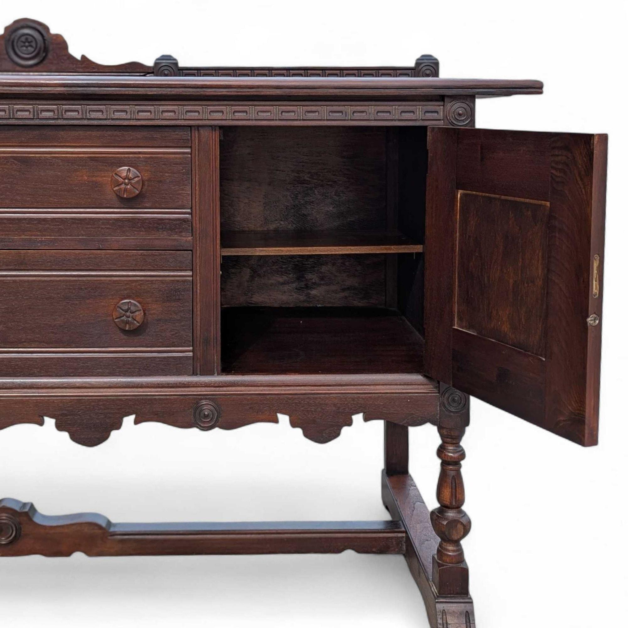 Joinery Jacobean Revival Sideboard by Baker Furniture, Early 20th Century Walnut Buffet For Sale