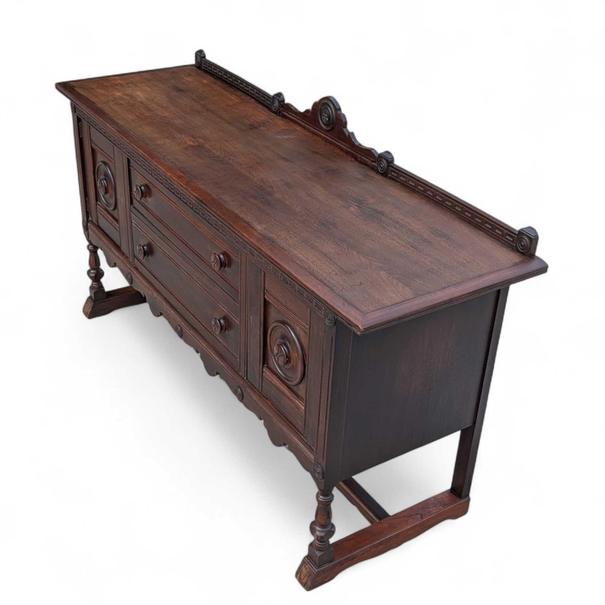 Jacobean Revival Sideboard by Baker Furniture, Early 20th Century Walnut Buffet For Sale 1