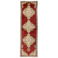 Jacobean Style Antique Turkish Oushak Hallway Runner