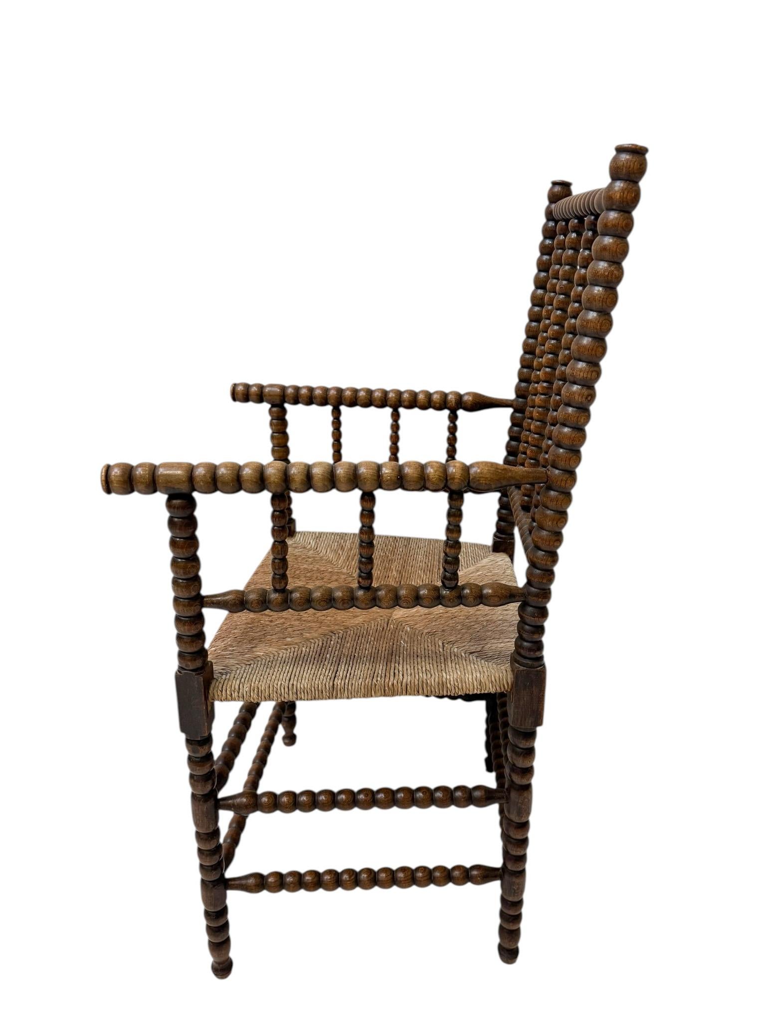 Jonc Fauteuil à bobines de style jacobéen, années 1900 en vente