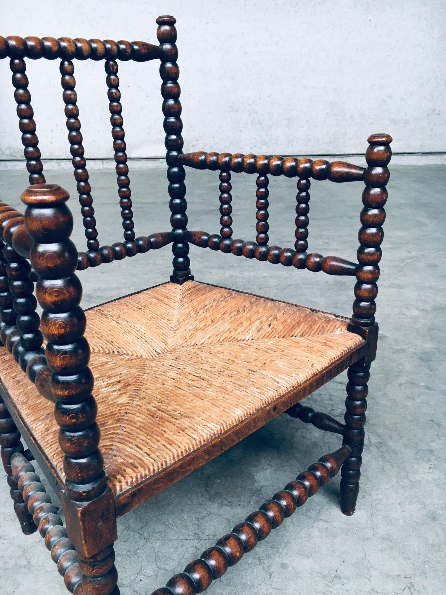 Jacobean Style Bobbin Armchair in stained Beech, Netherlands 1920's For Sale 4