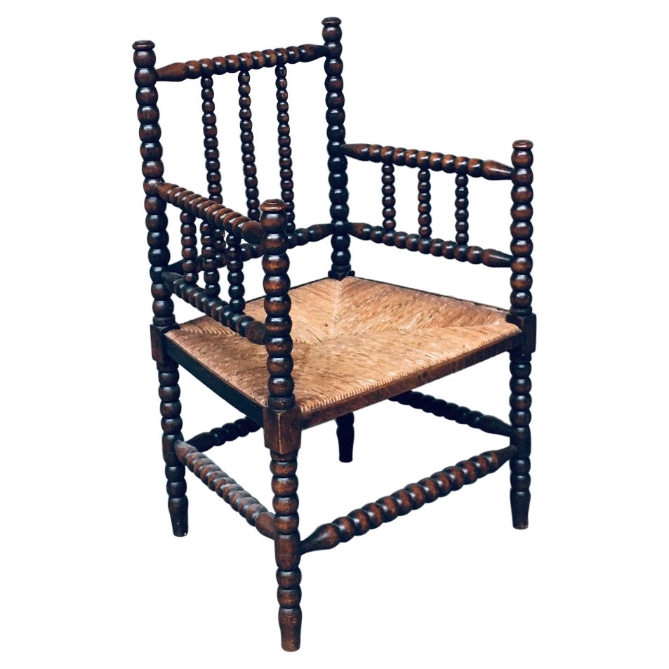 Jacobean Style Bobbin Armchair in stained Beech, Netherlands 1920's