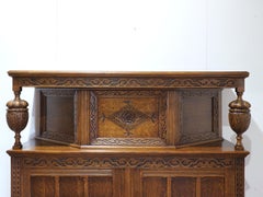Jacobean Style Carved Oak Court Cabinet Cupboard