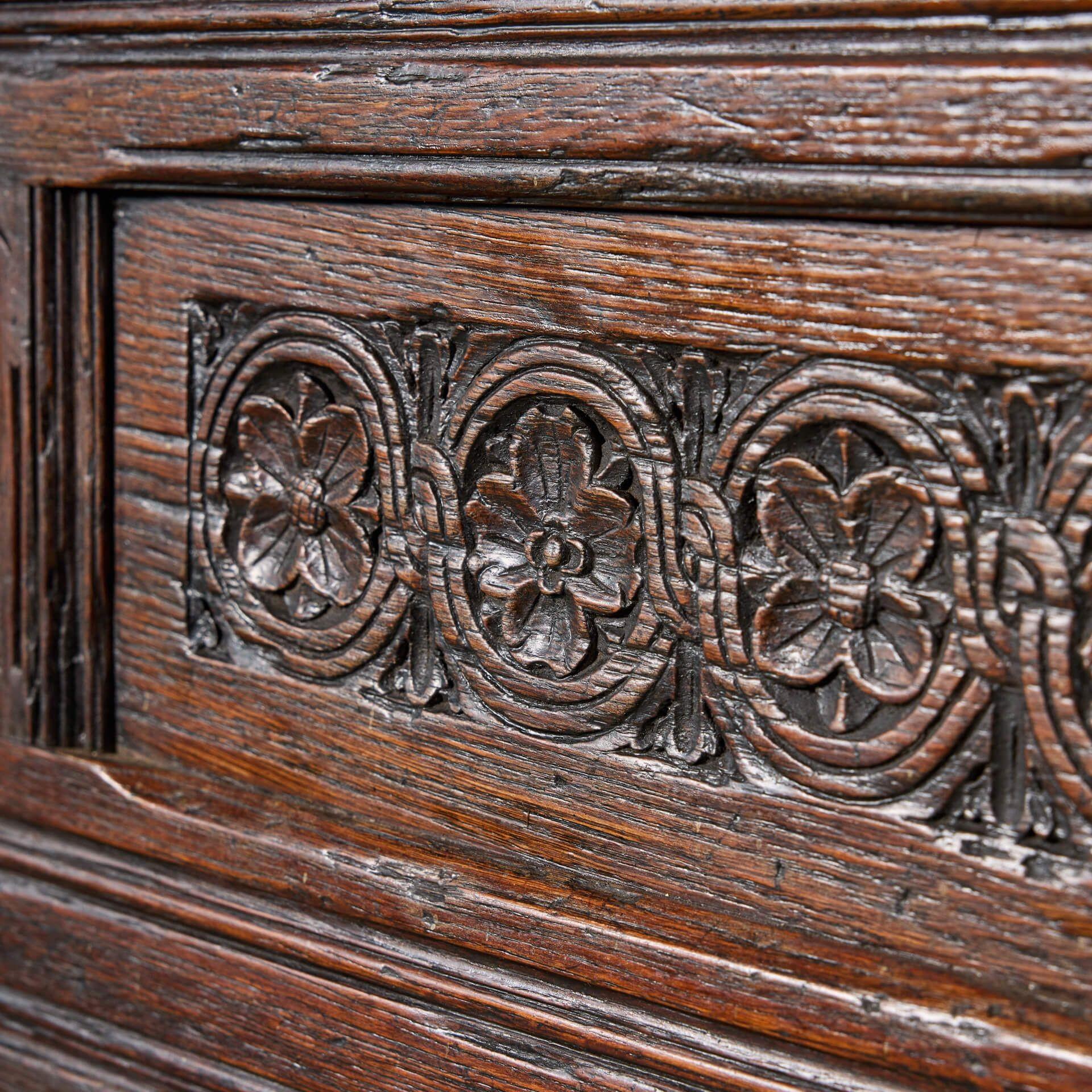 Jacobean Style English Oak Fire Mantel In Good Condition For Sale In Wormelow, Herefordshire