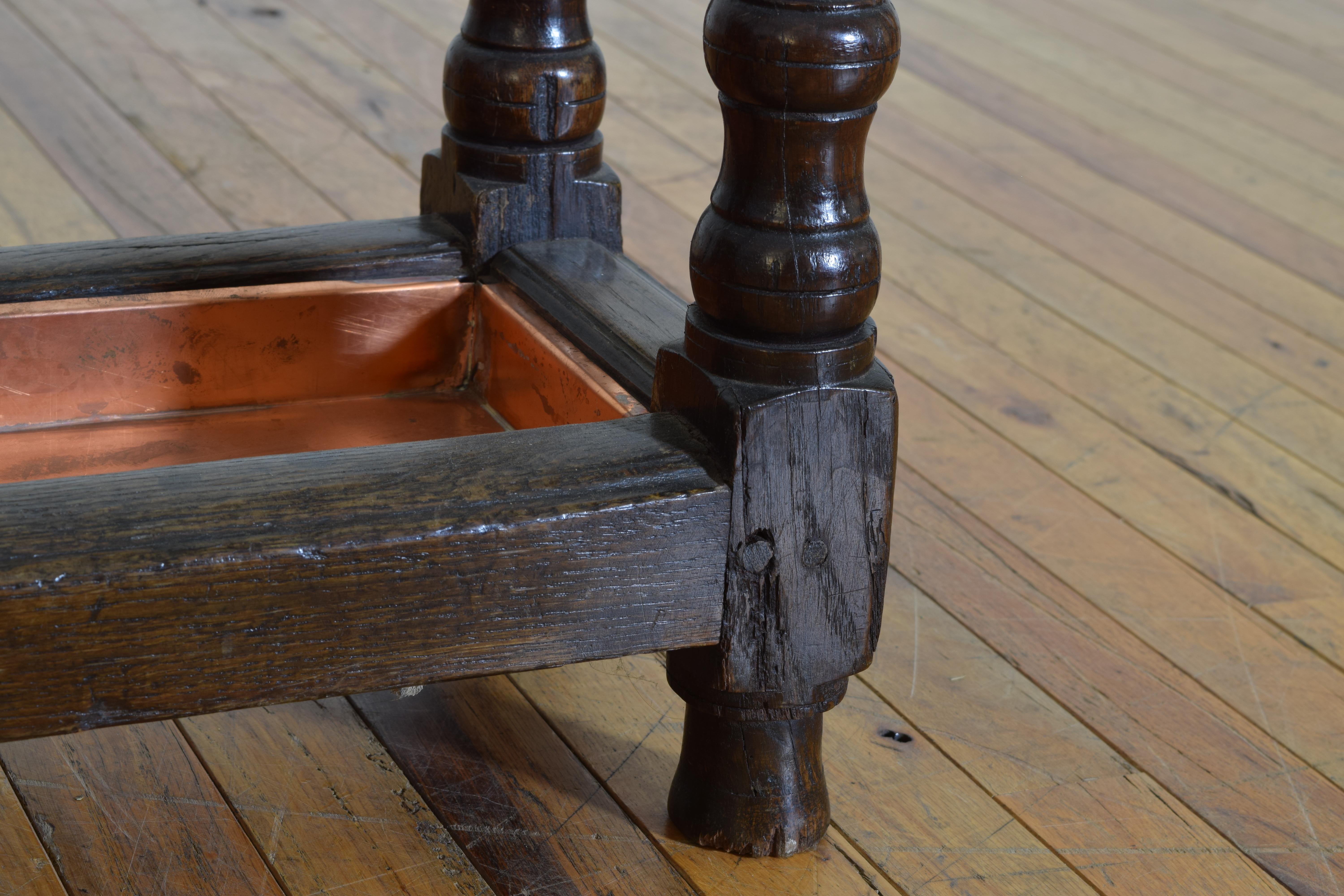 Jacobean Style English Oak Stick Stand with Copper Liner 1