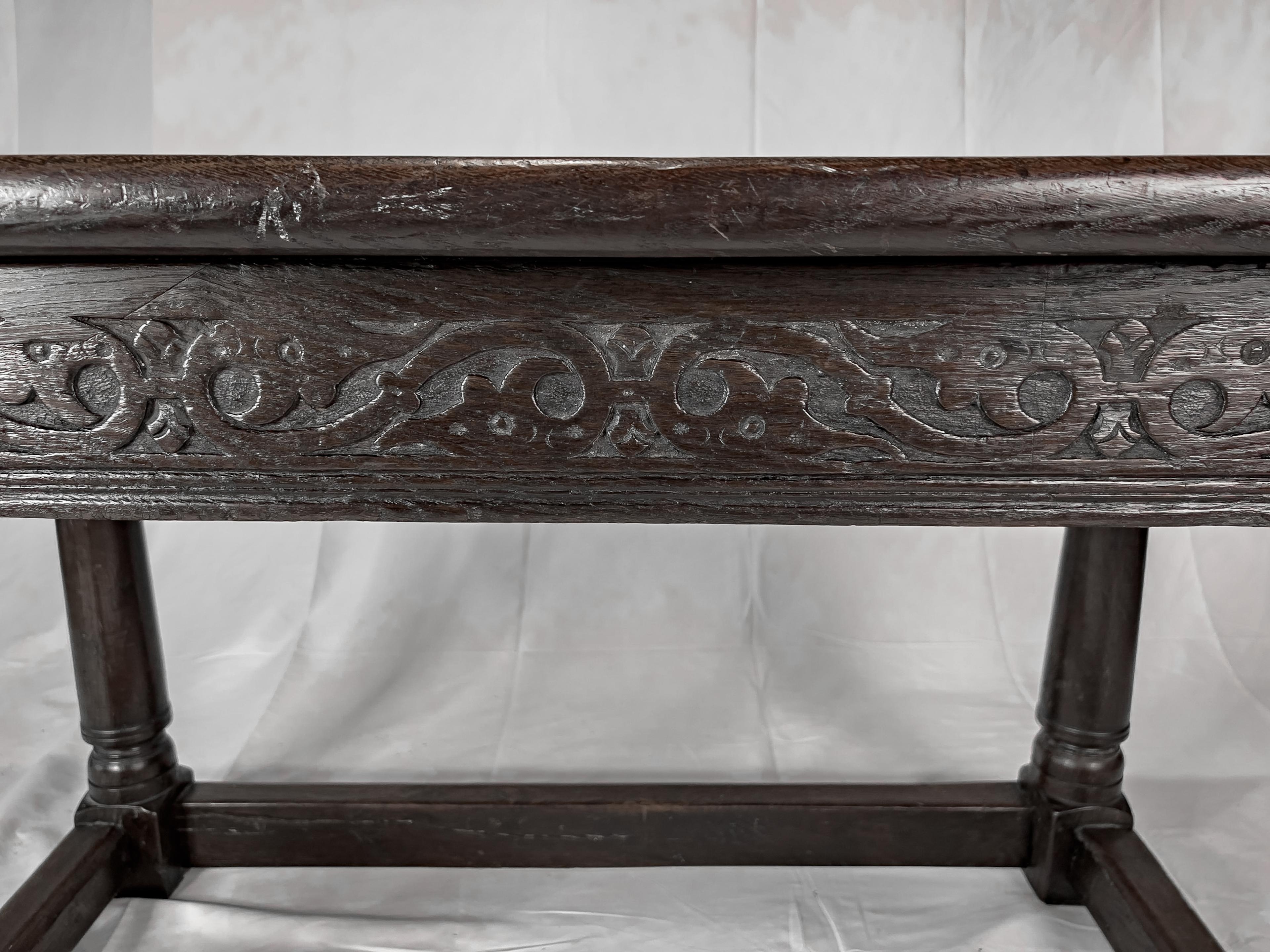 Carved Jacobean Style English Oak Table, circa 1810