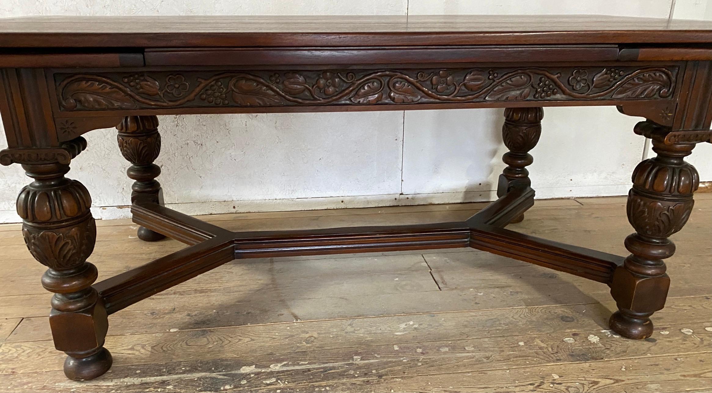 Jacobean Style Extending Refractory Dining Table 1