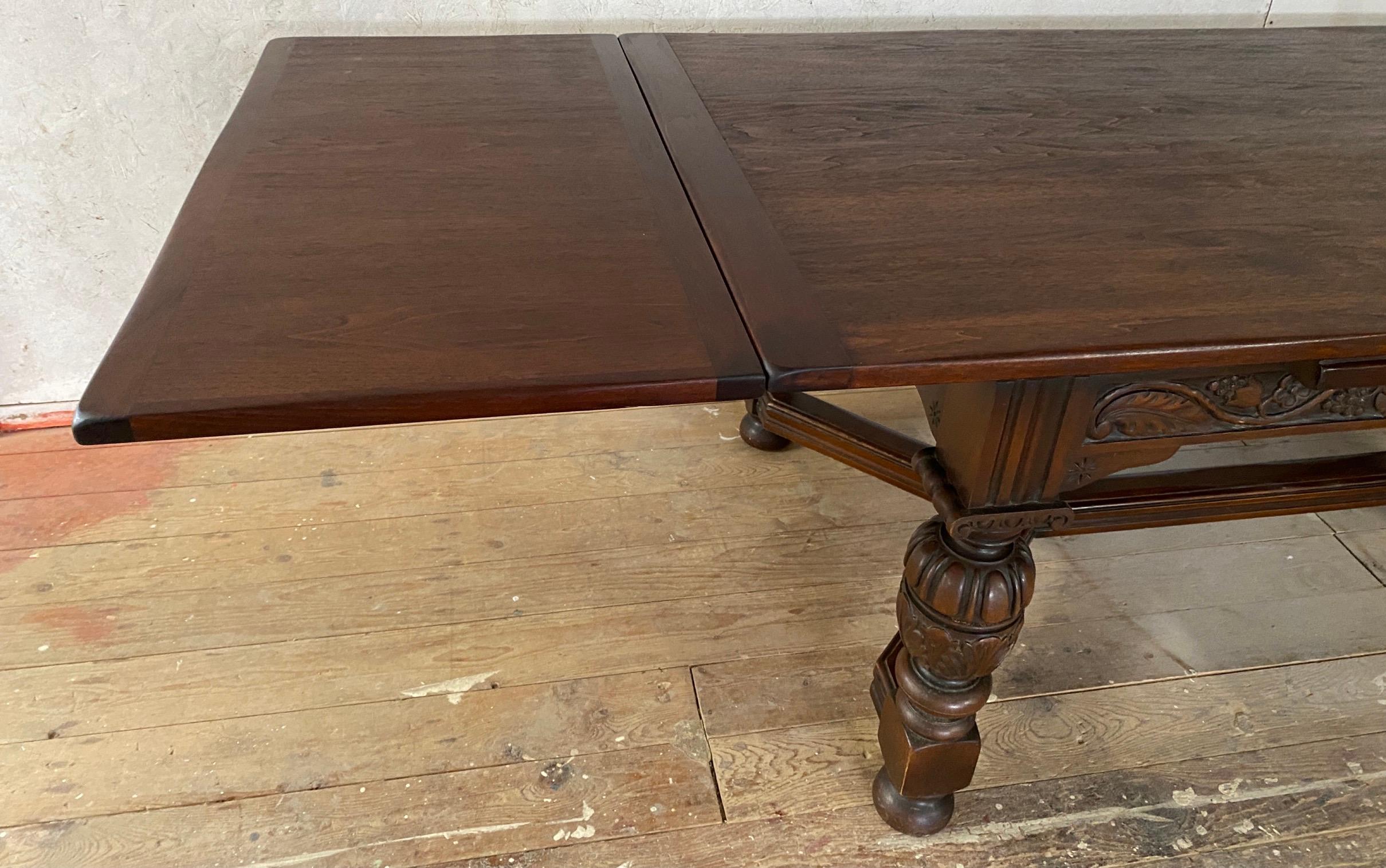Jacobean Style Extending Refractory Dining Table 4