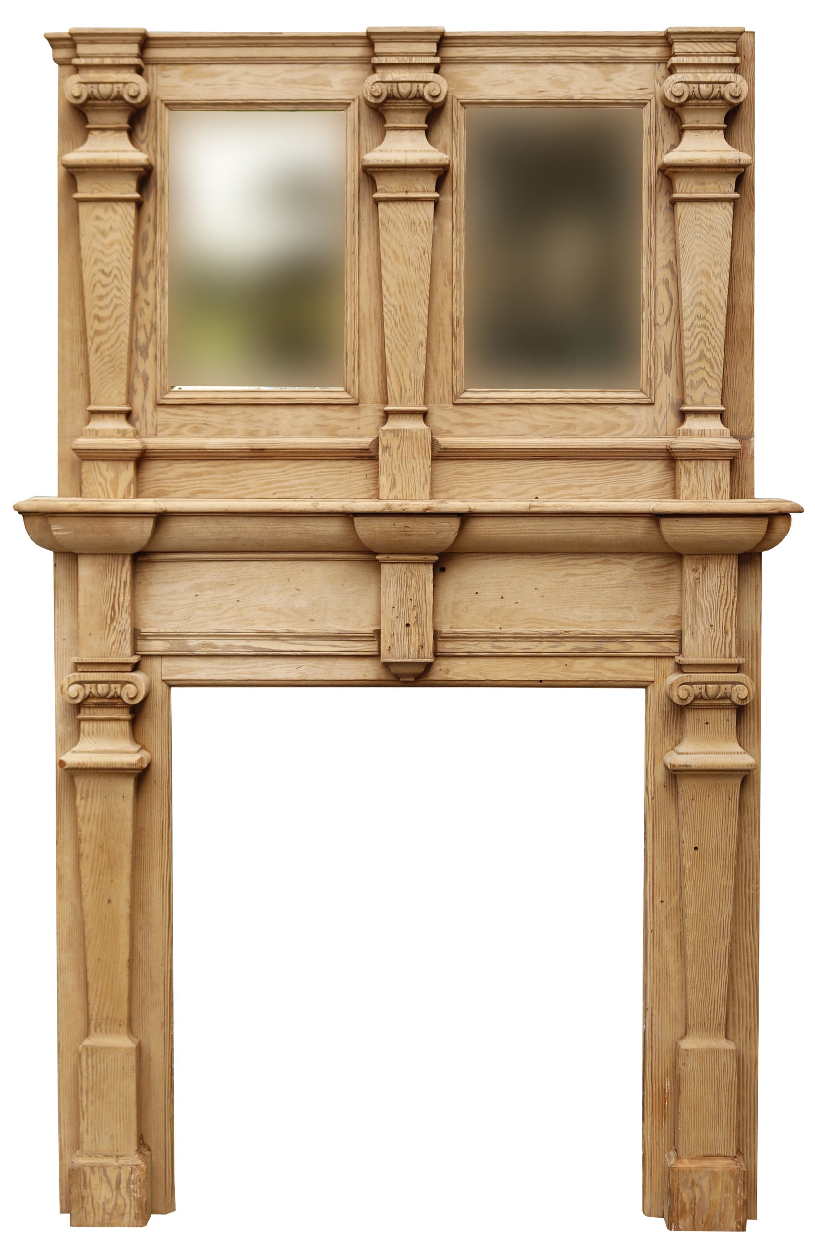 Jacobean Style Fireplace with Mirrored Mantel Piece For Sale