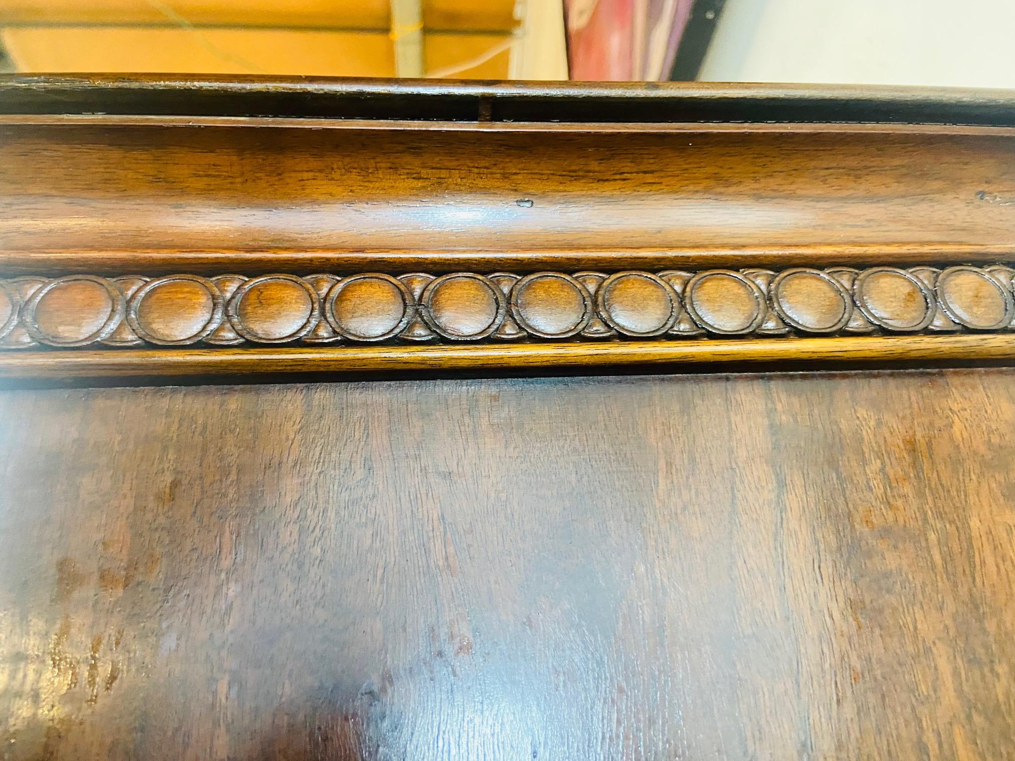 Jacobean Style Flame Mahogany Secretary Desk by Bloomingdales In Good Condition In Plainview, NY