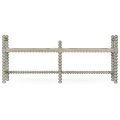 Jacobean Style Grey Painted Bench