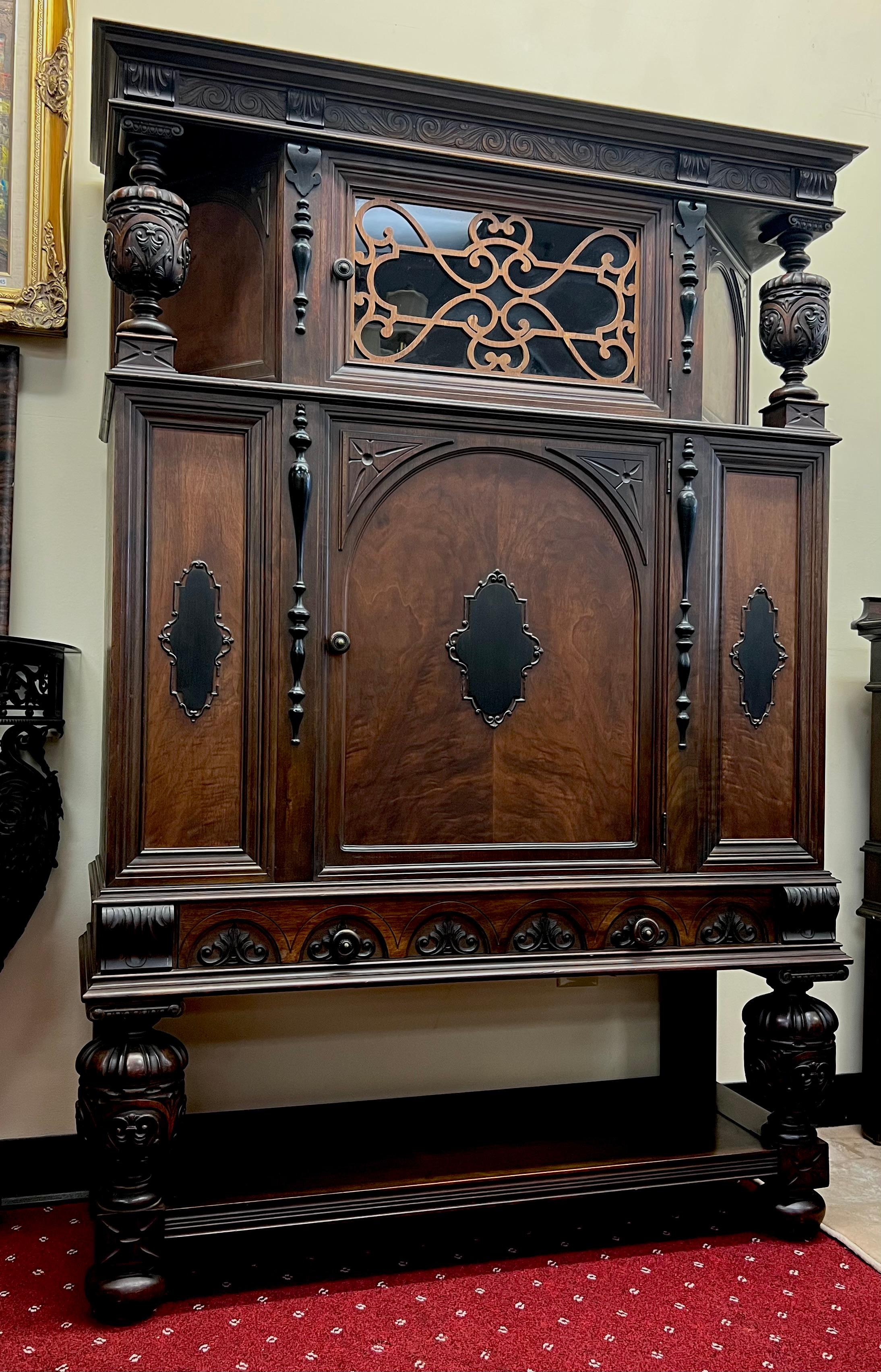 A Jacobean-style Highboy crafted by the renowned Rockford Furniture Company. Founded in 1876 by Swedish settlers, the company has a rich heritage of fine craftsmanship and timeless design.

This stunning highboy showcases the impeccable attention to