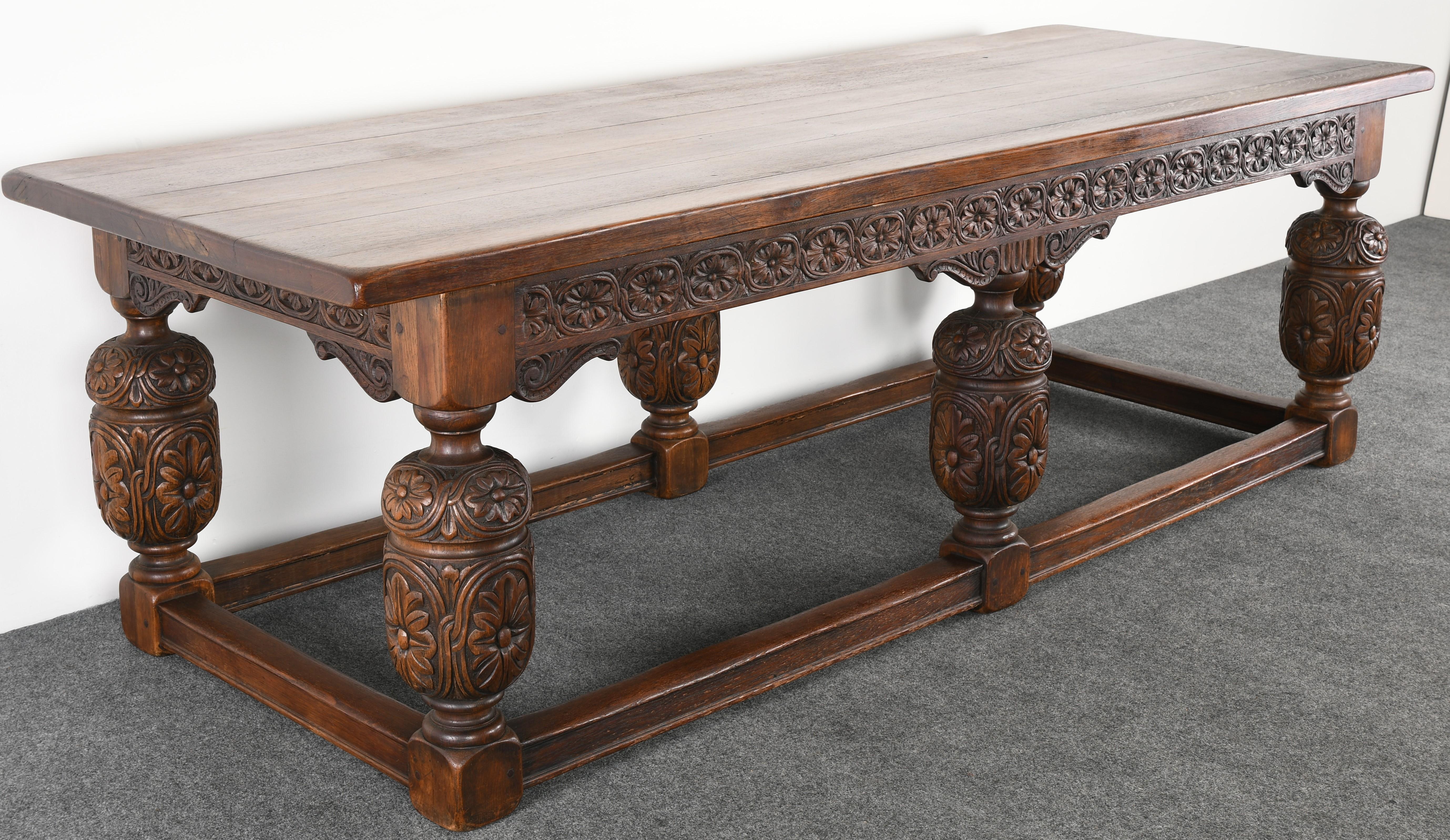 Jacobean Style Library Table, 1920s 4