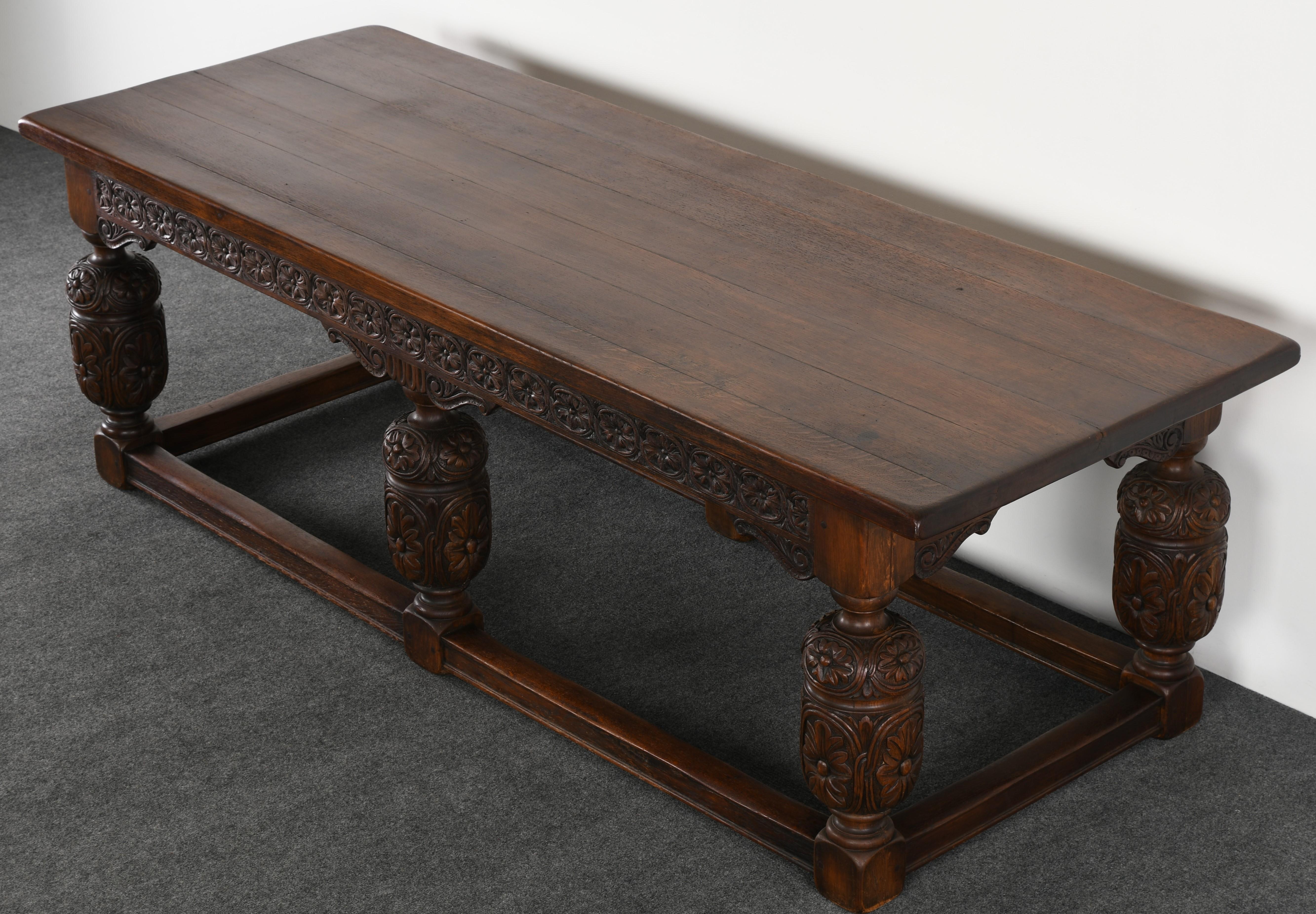 Jacobean Style Library Table, 1920s 5