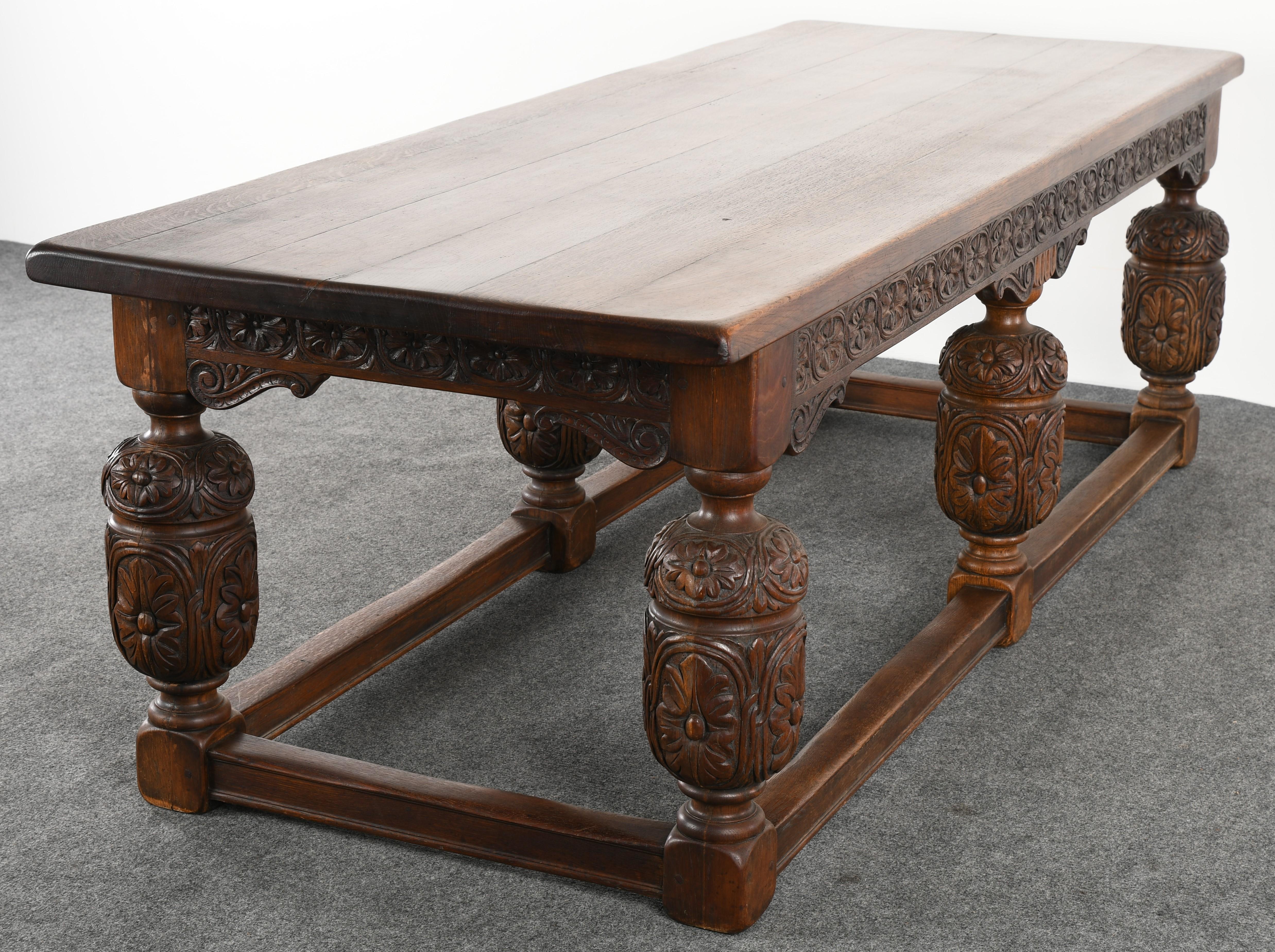 Jacobean Style Library Table, 1920s 6