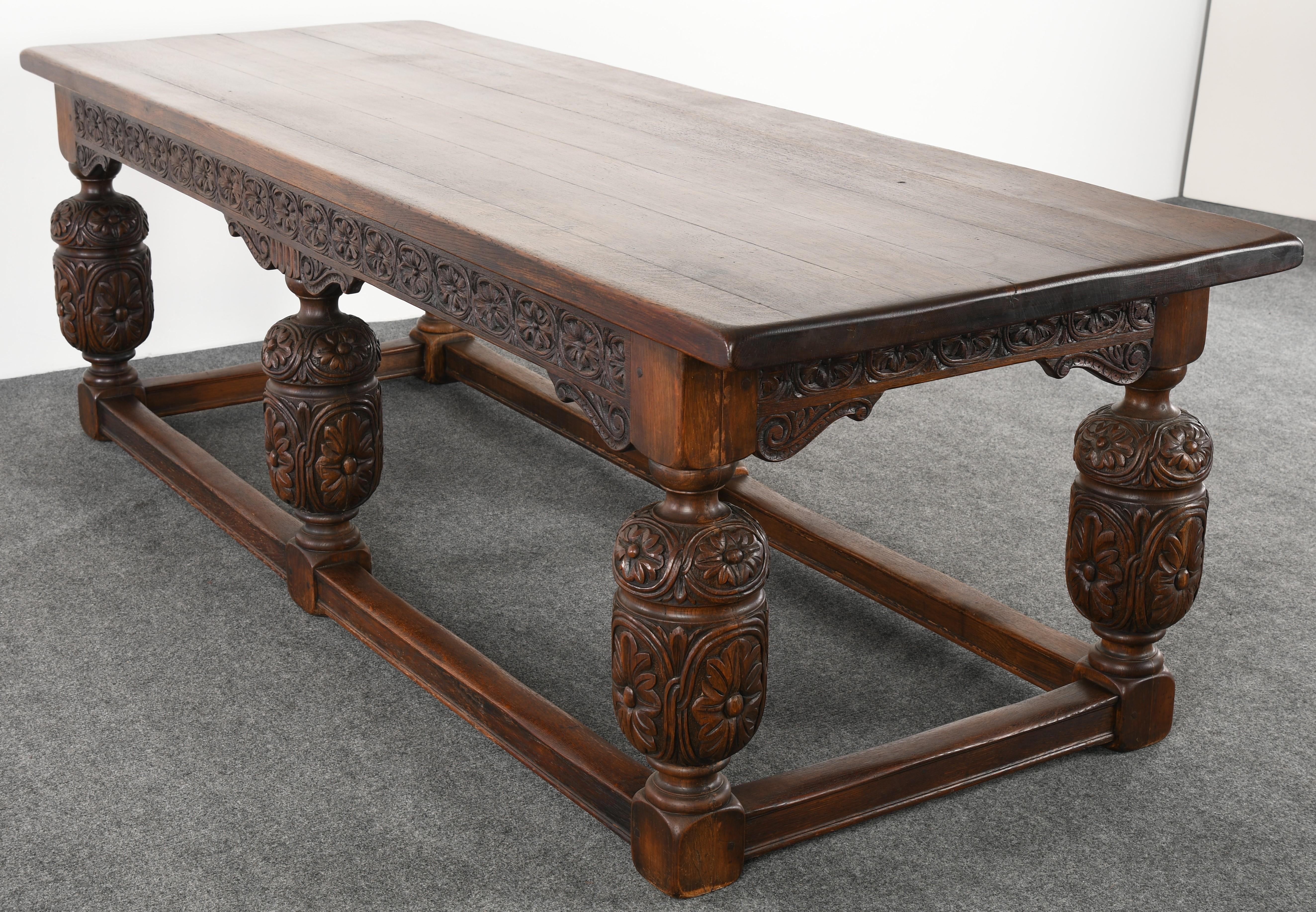 Jacobean Style Library Table, 1920s 7