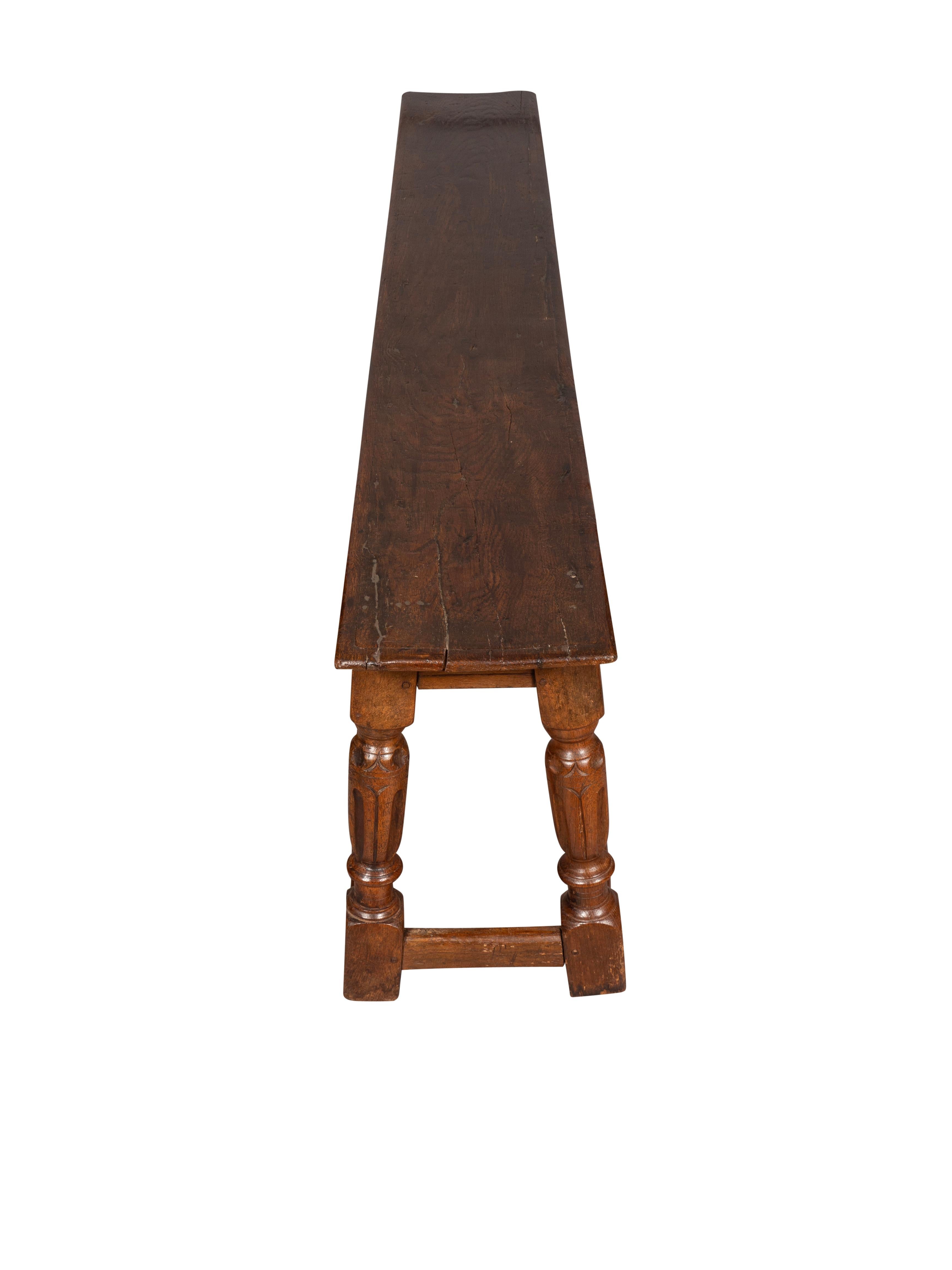 English Jacobean Style Oak Bench For Sale