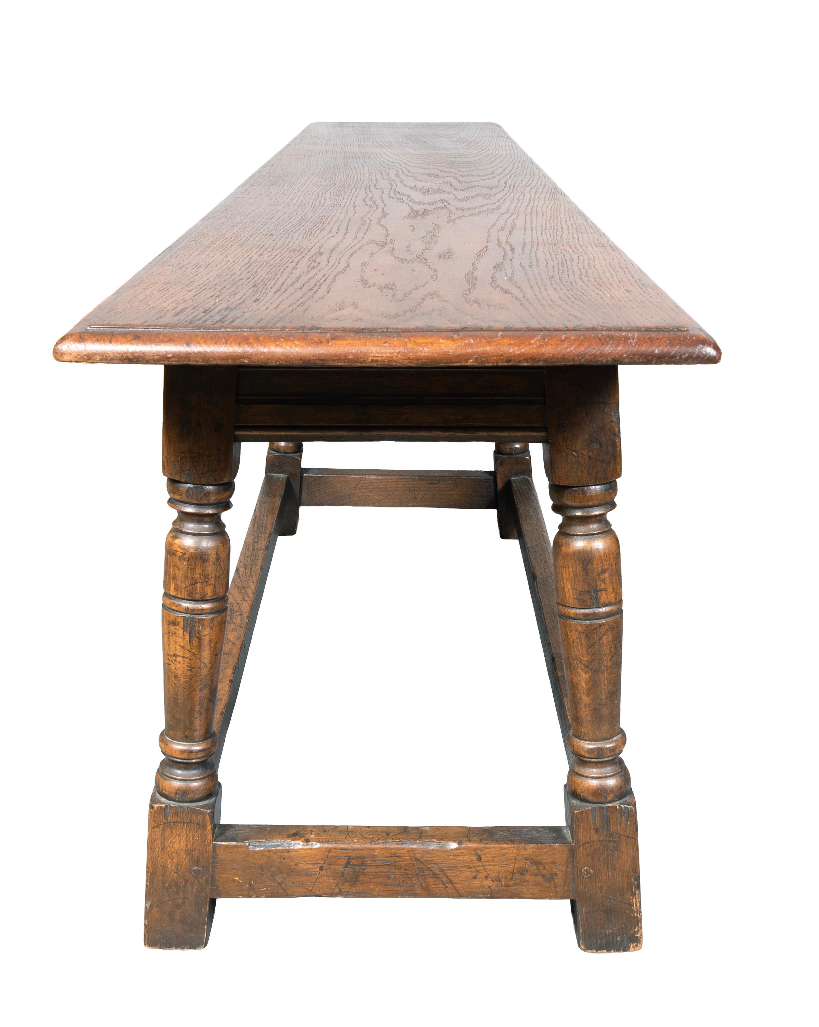 English Jacobean Style Oak Bench For Sale