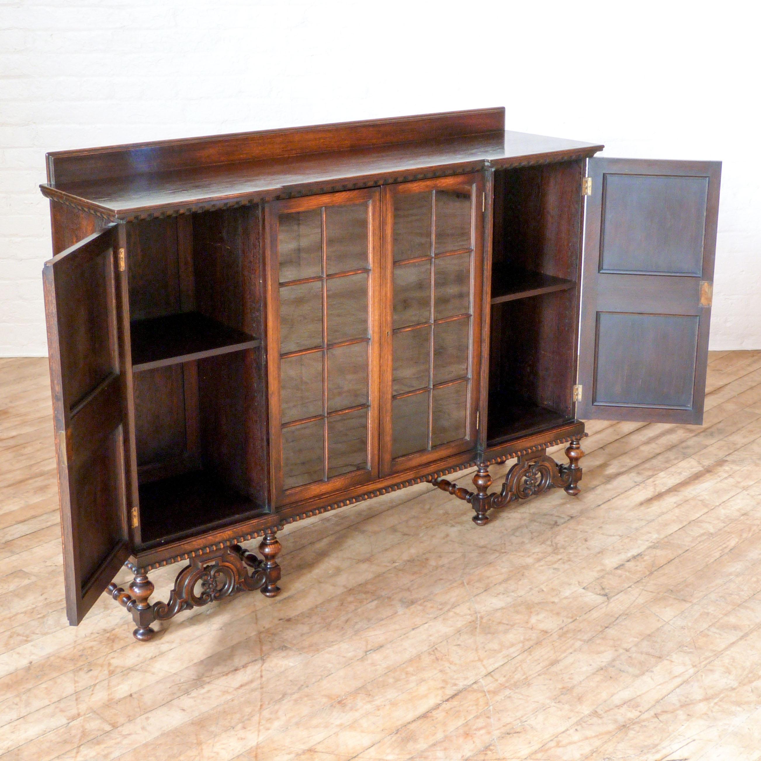 Jacobean Style Oak Bookcase For Sale 4