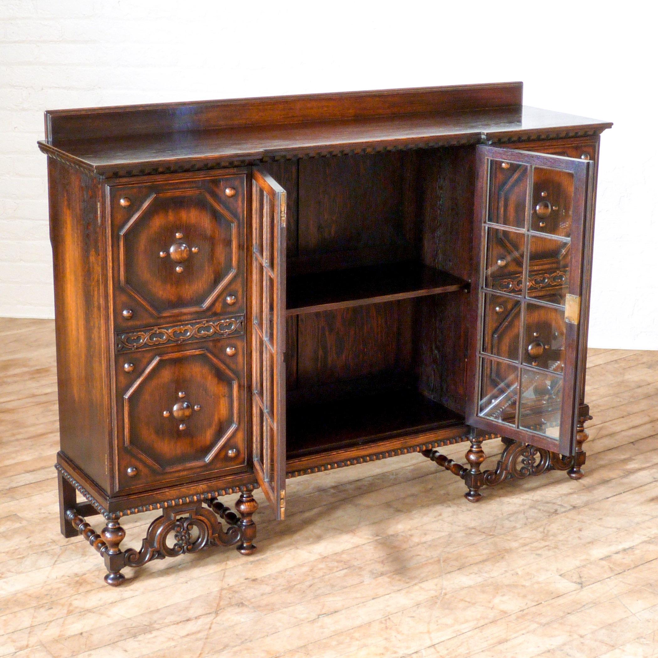 Jacobean Style Oak Bookcase For Sale 5