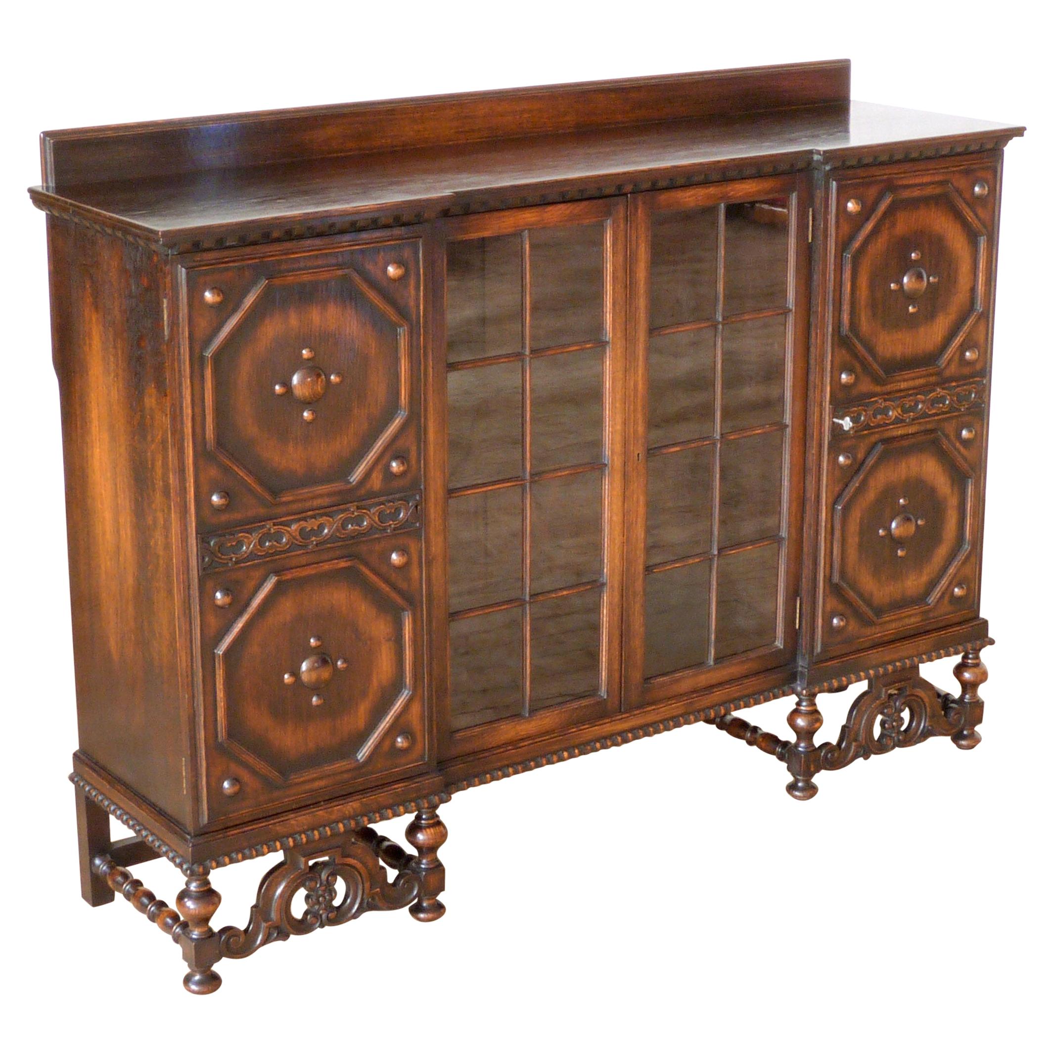 Jacobean Style Oak Bookcase For Sale
