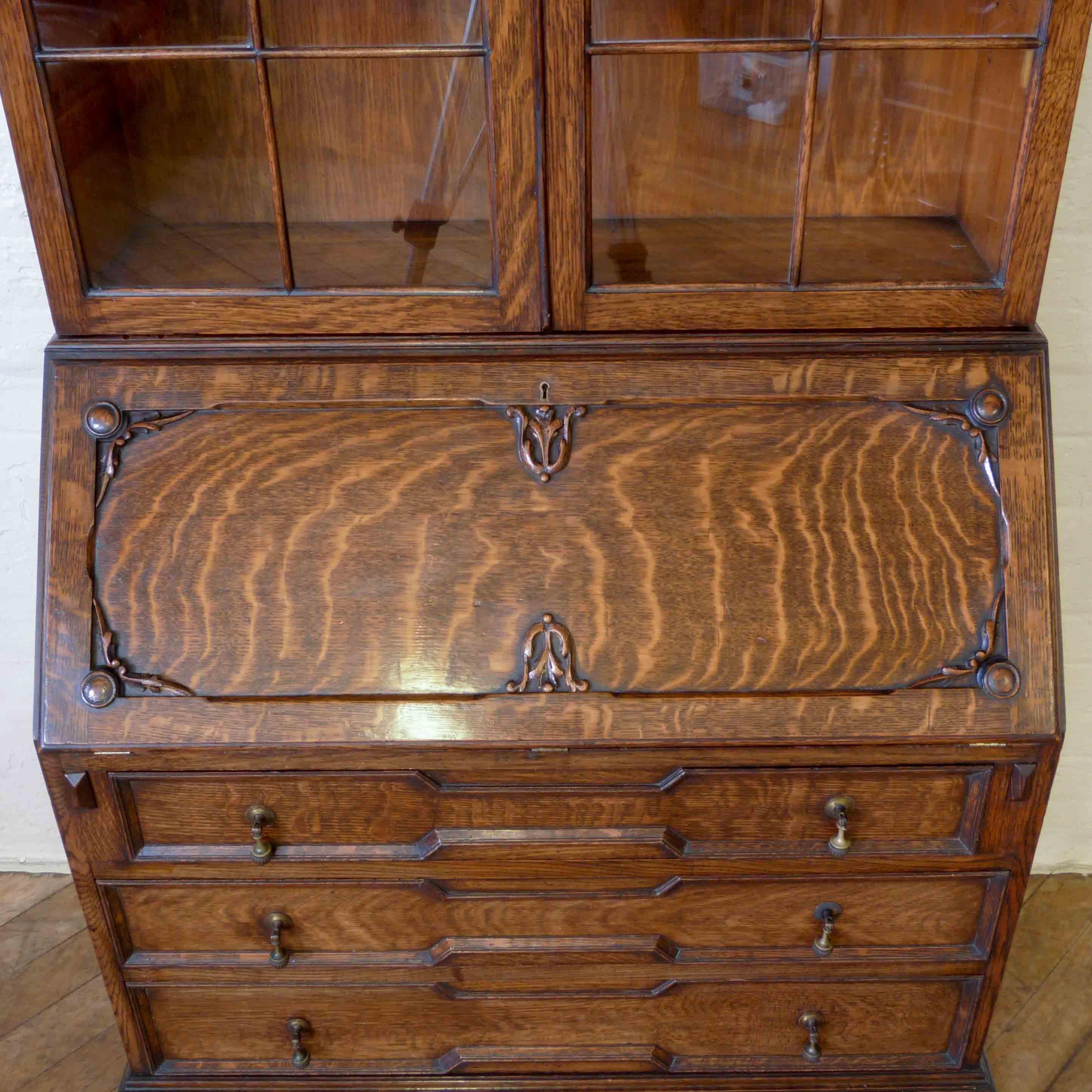 Jacobean Style Oak Bureau Bookcase 2