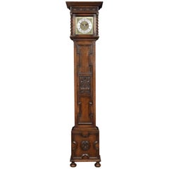 Antique Jacobean Style Oak Cased Grandmother Clock