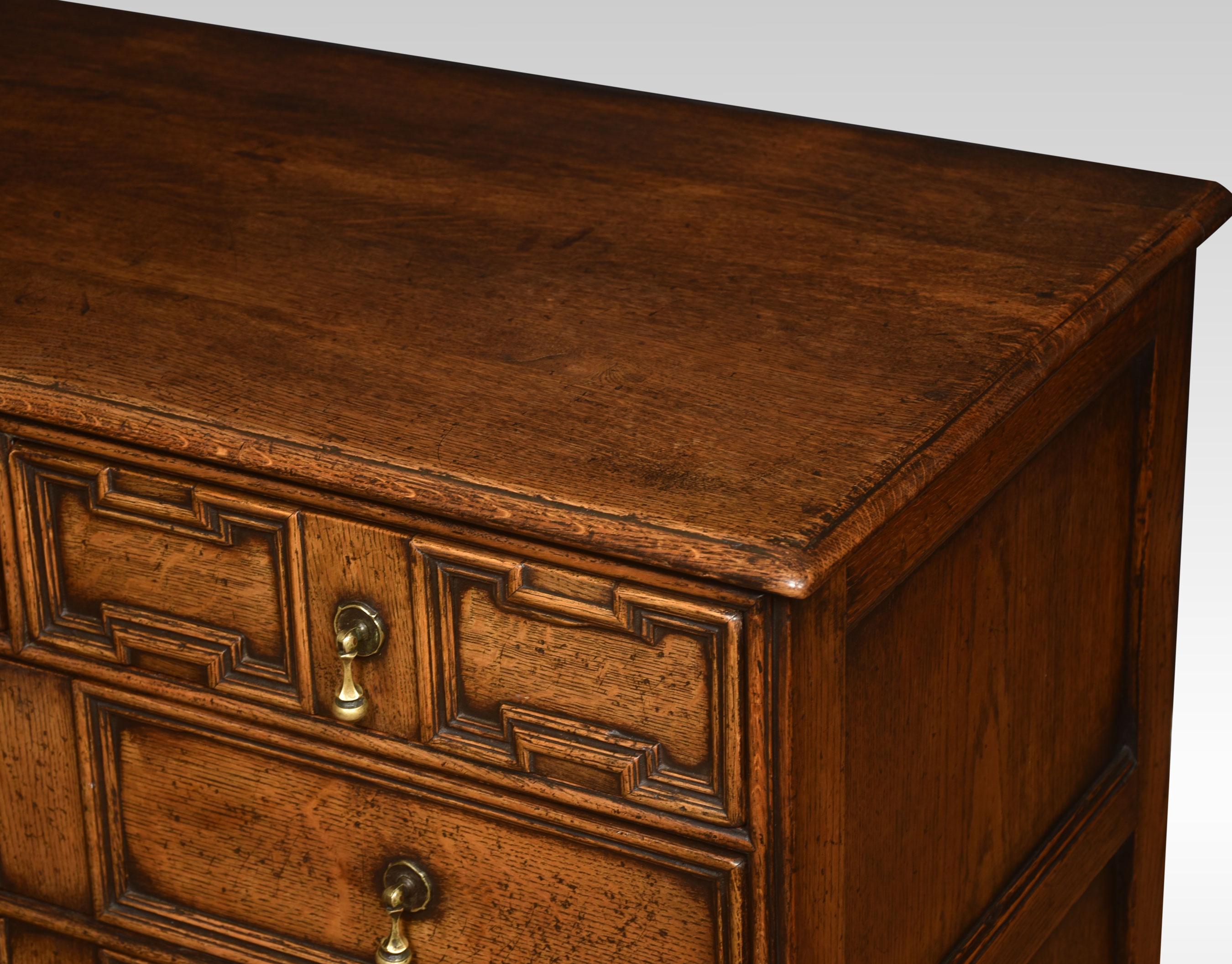 Jacobean style oak chest of drawers For Sale 3