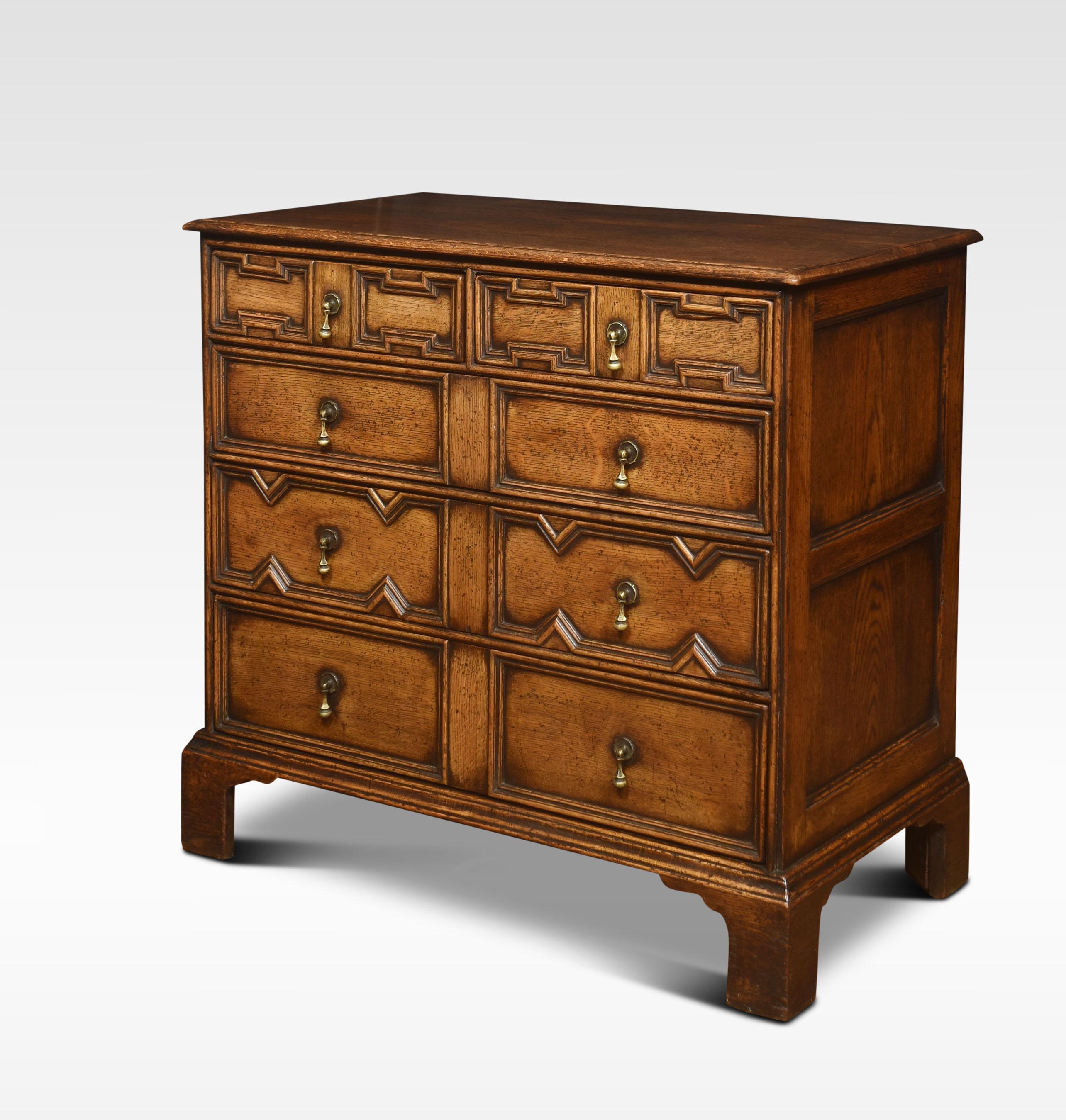 Oak Jacobean style oak chest of drawers For Sale