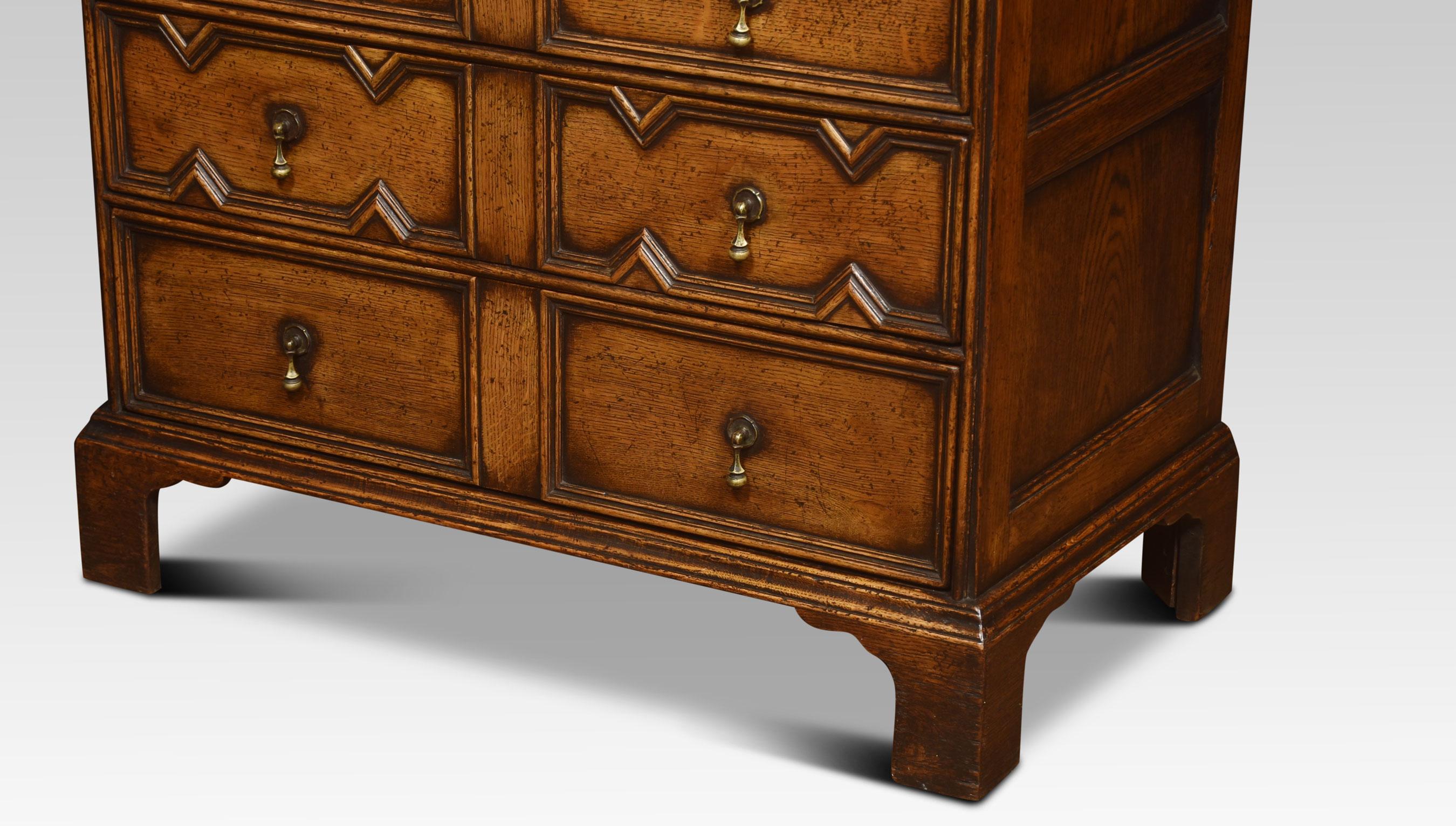 Jacobean style oak chest of drawers For Sale 1