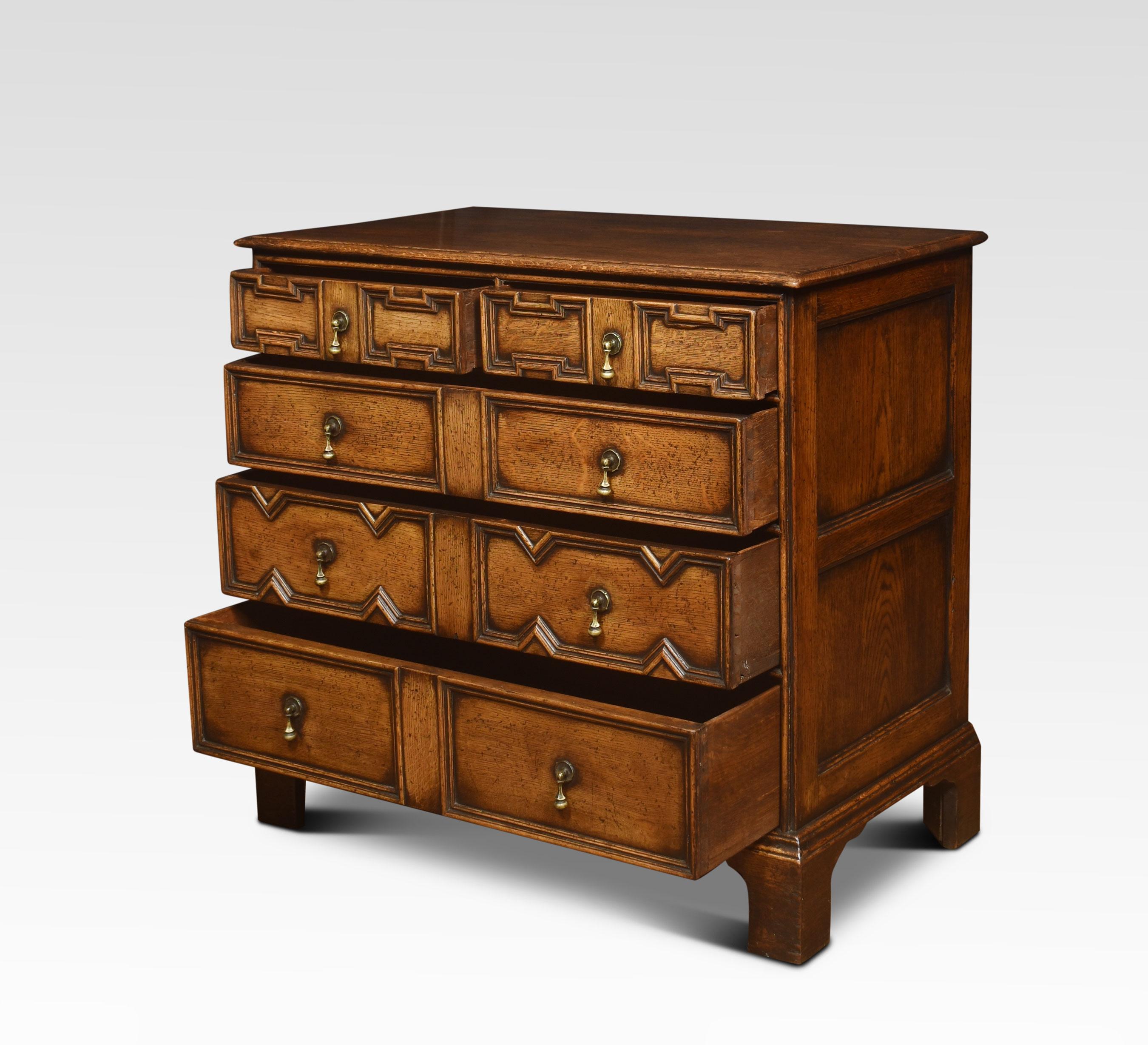 Jacobean style oak chest of drawers For Sale 2