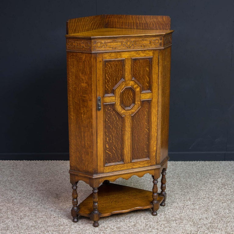 Jacobean Style Oak Corner Cupboard For Sale at 1stDibs