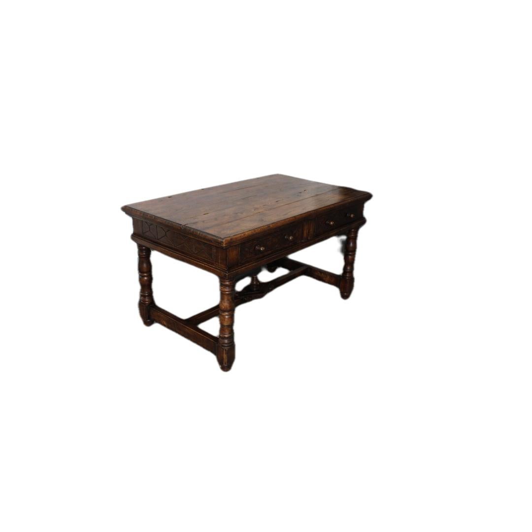 Jacobean Style Oak Desk w/ Two Drawers For Sale 5