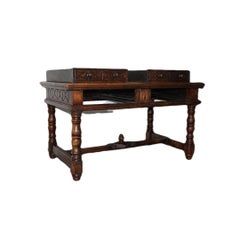 Jacobean Style Oak Desk w/ Two Drawers
