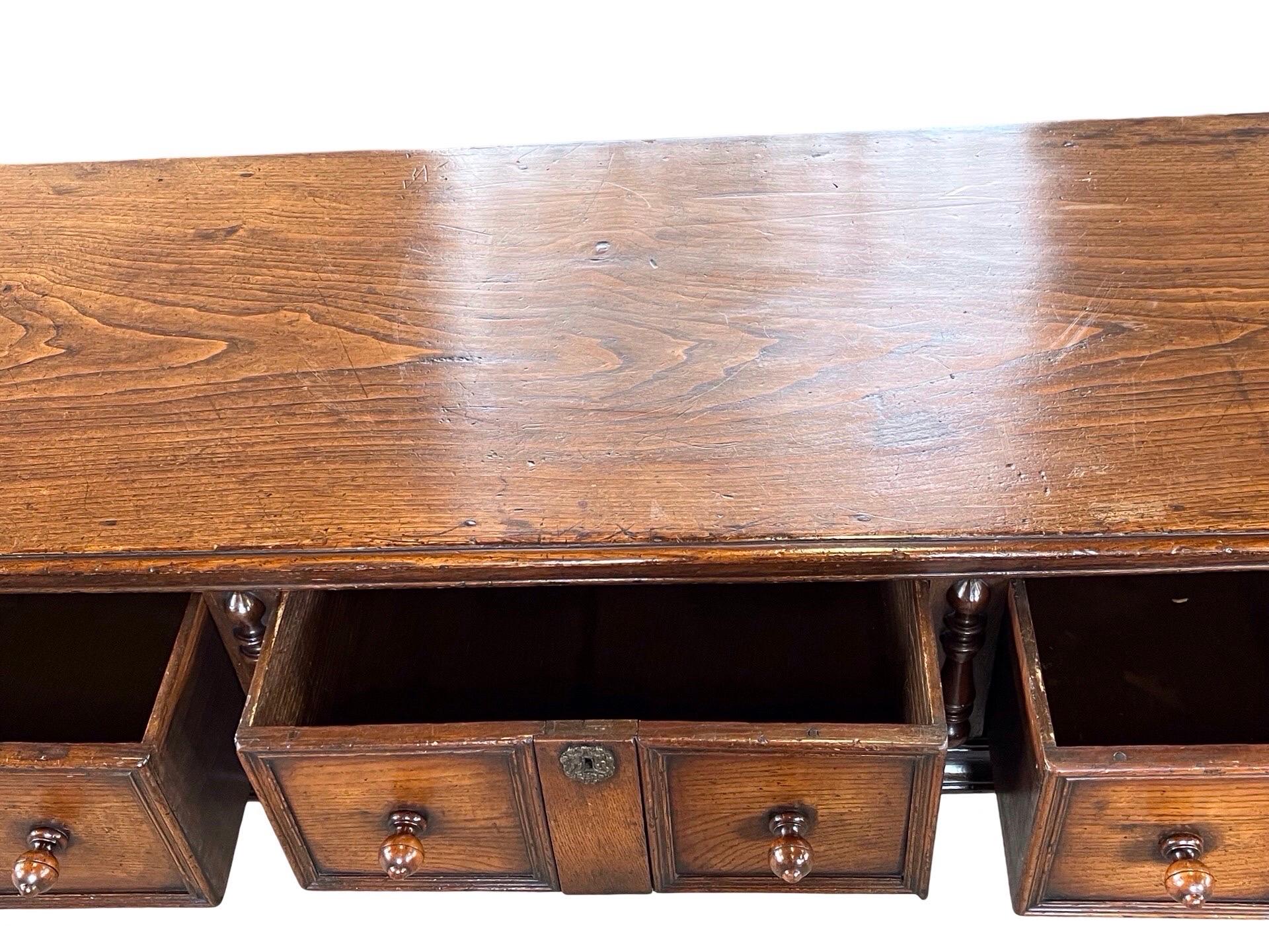 Jacobean Style Oak Dresser Base / Console Table For Sale 6