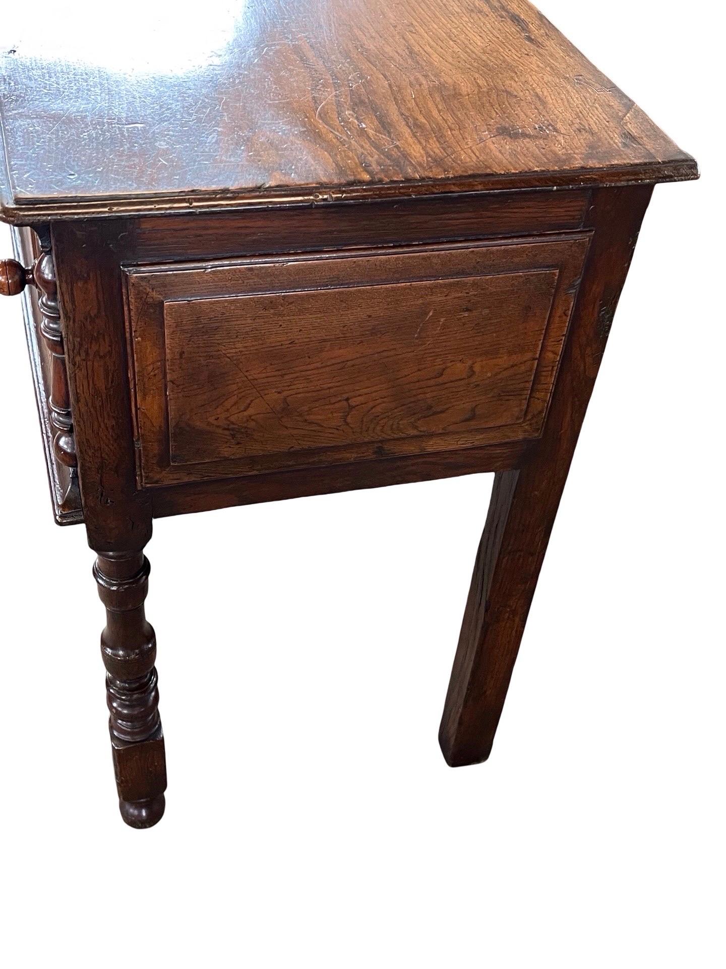 English Jacobean Style Oak Dresser Base / Console Table For Sale